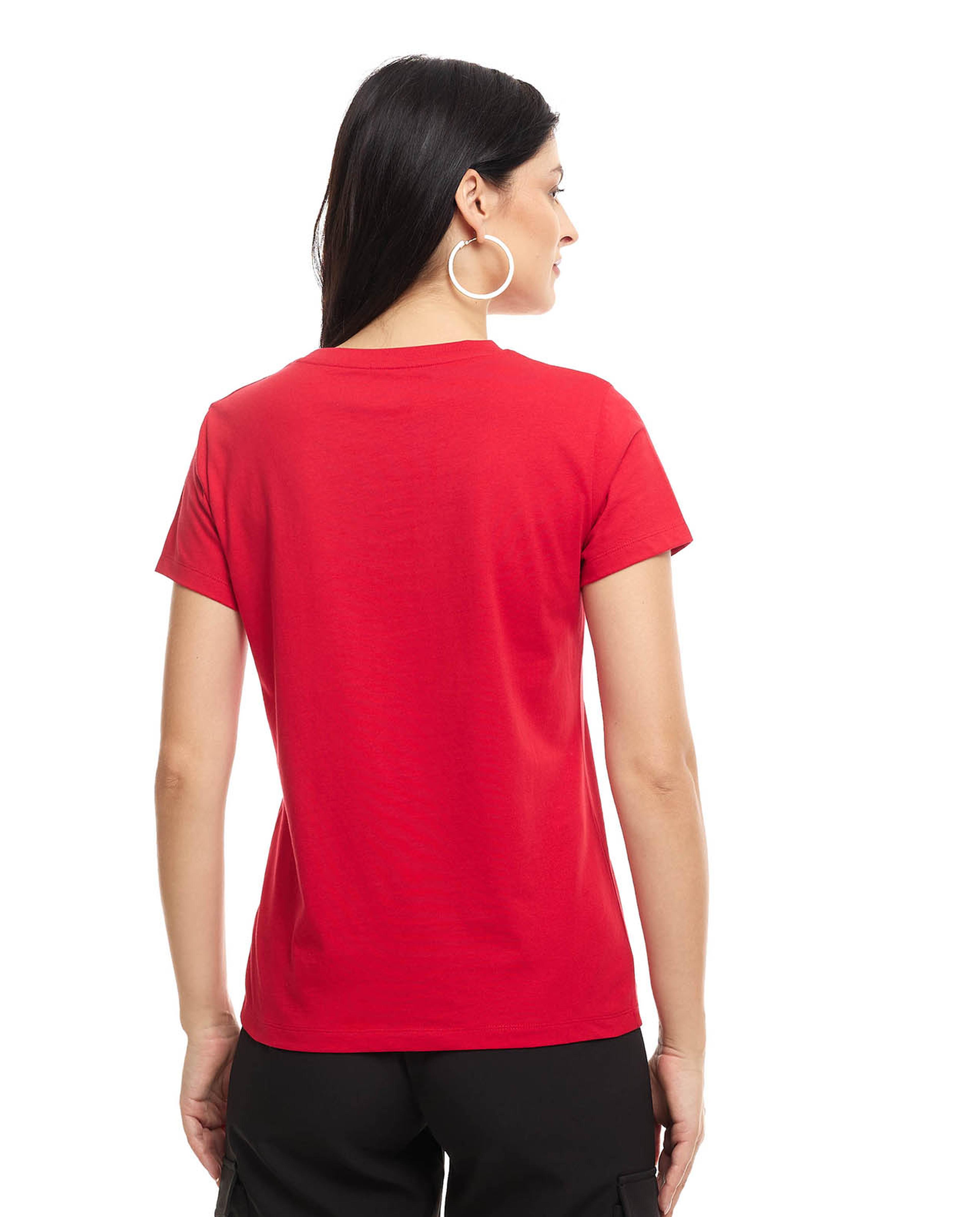 Typography Print T-Shirt with Crew Neck and Short Sleeves
