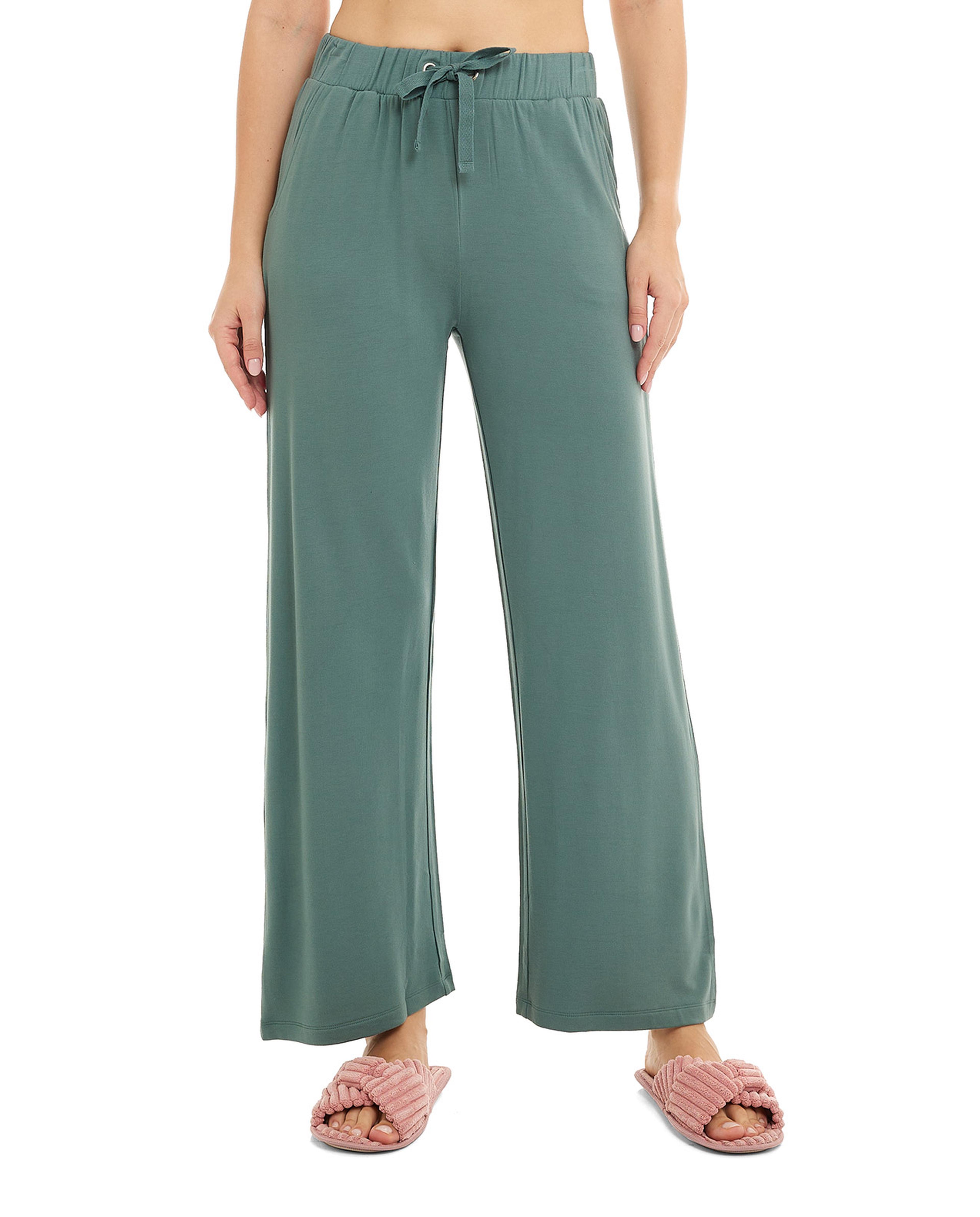 Solid Sleep Bottoms with Drawstring Waist