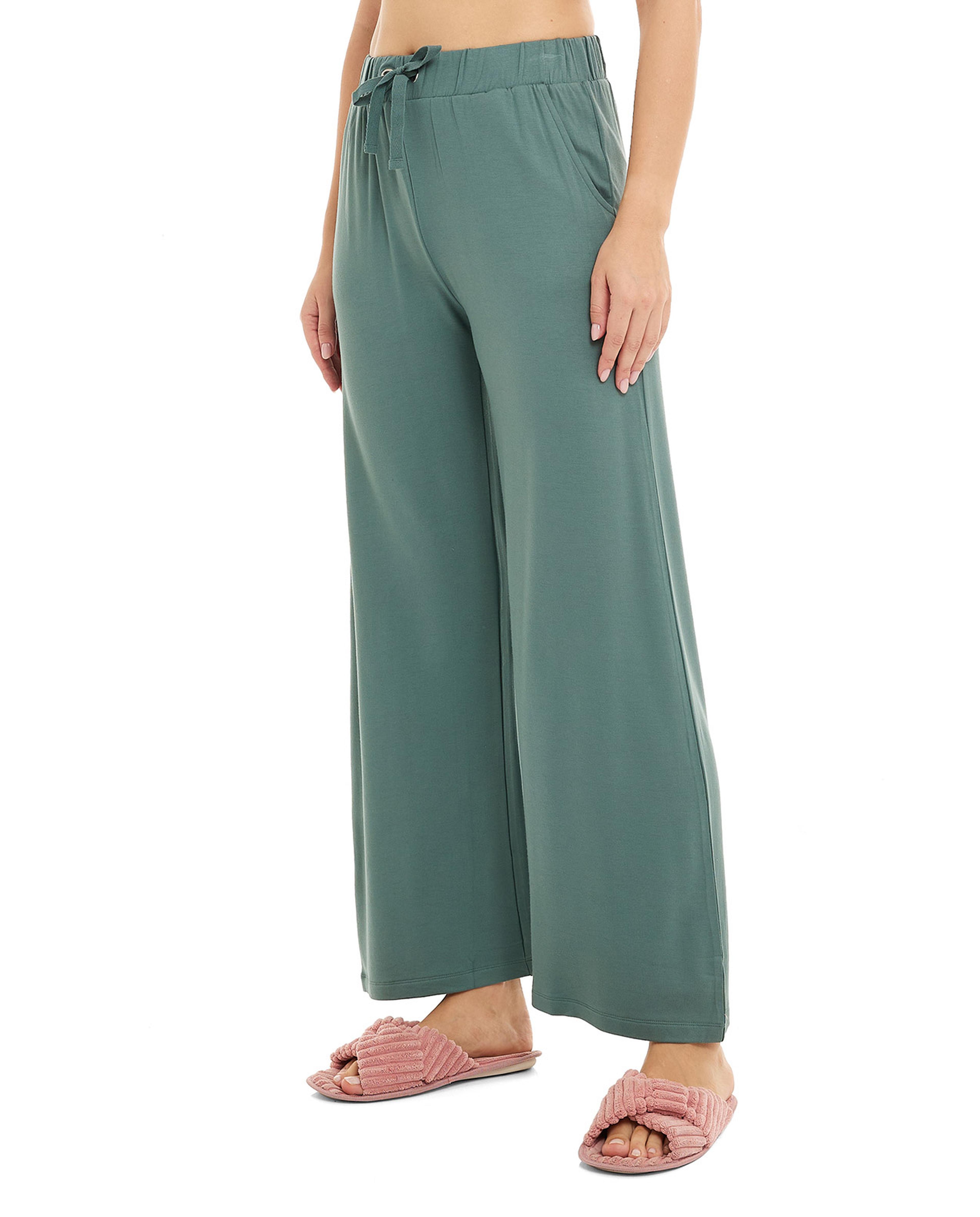 Solid Sleep Bottoms with Drawstring Waist