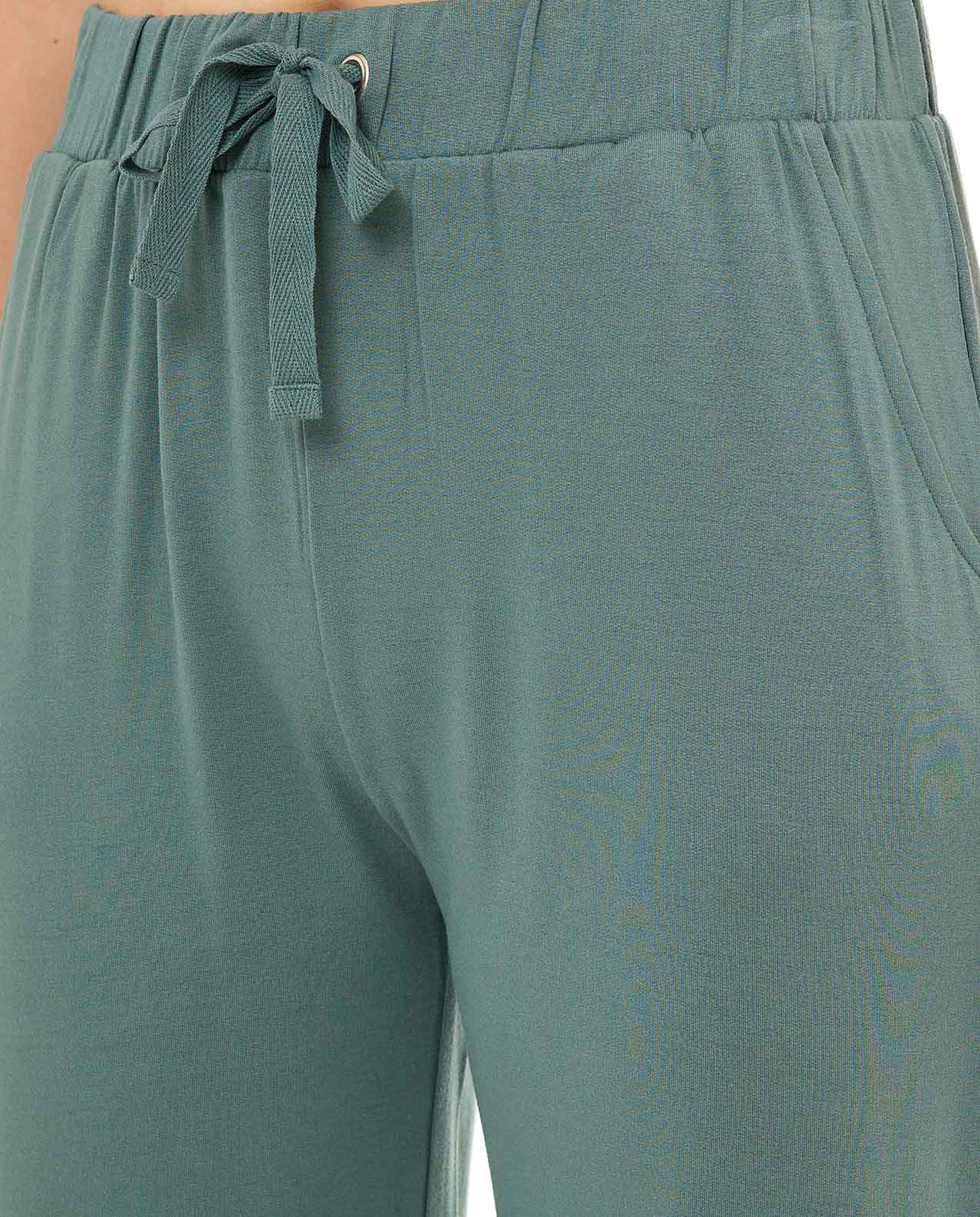 Solid Sleep Bottoms with Drawstring Waist