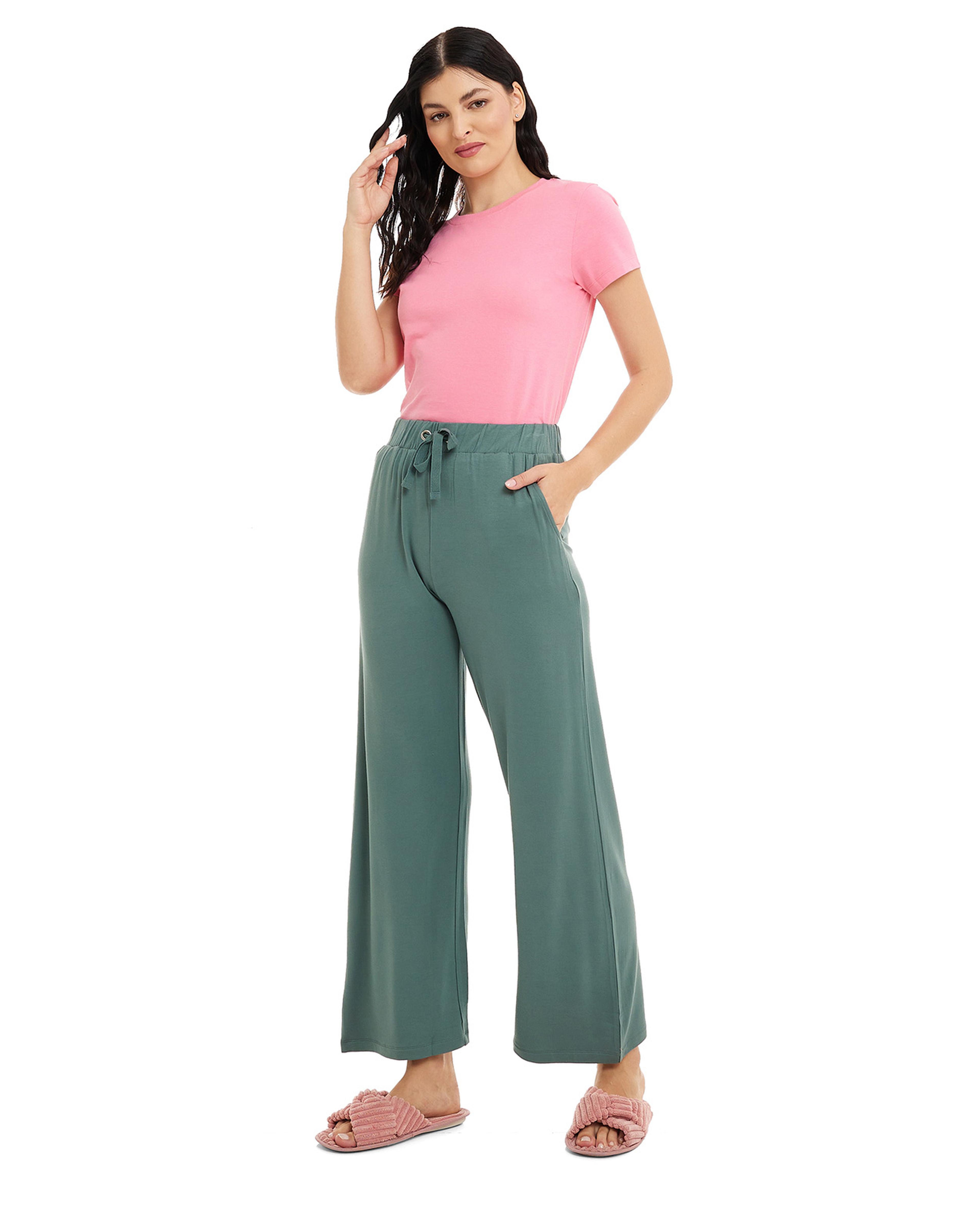 Solid Sleep Bottoms with Drawstring Waist