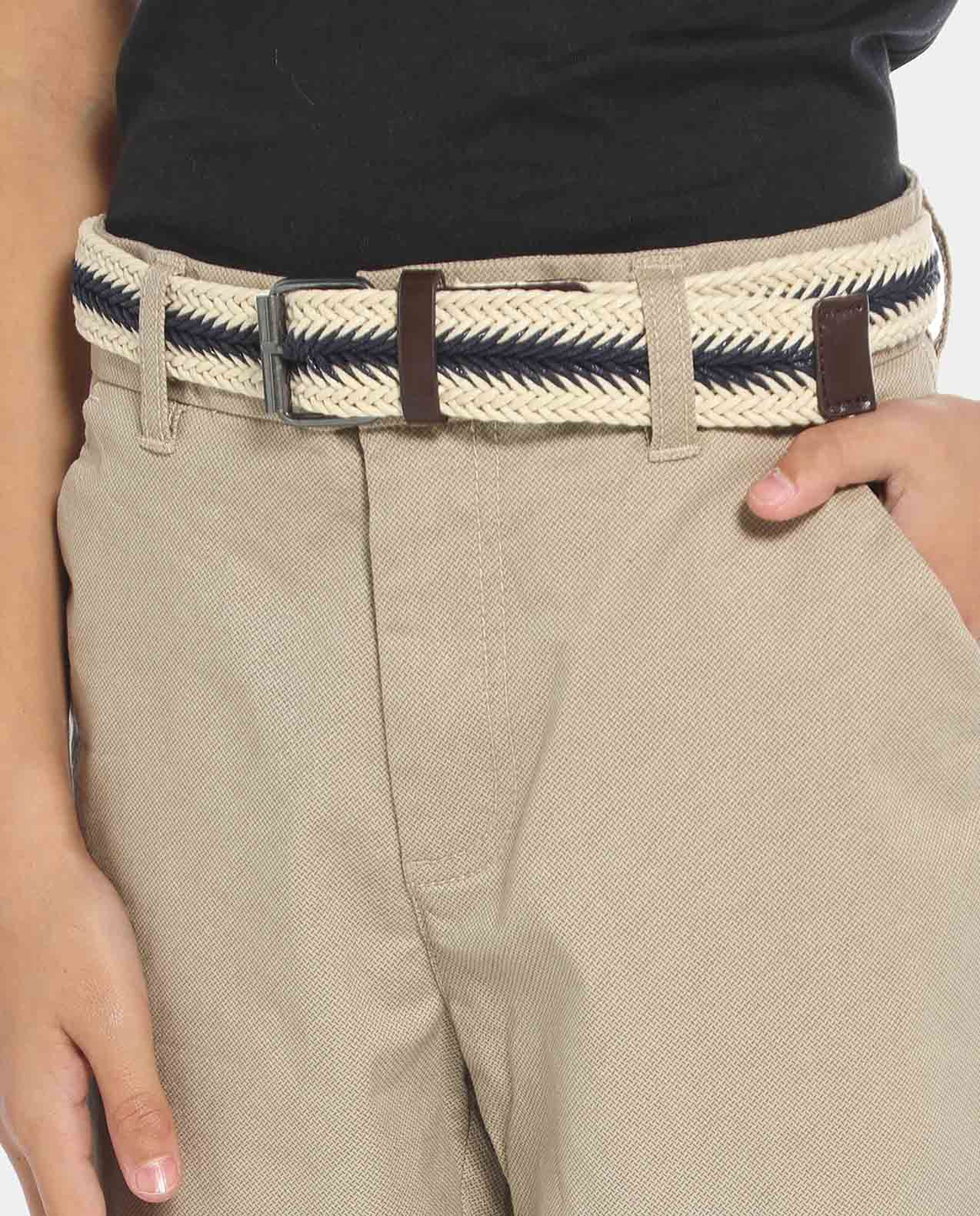 Beige Solid Chinos Shorts