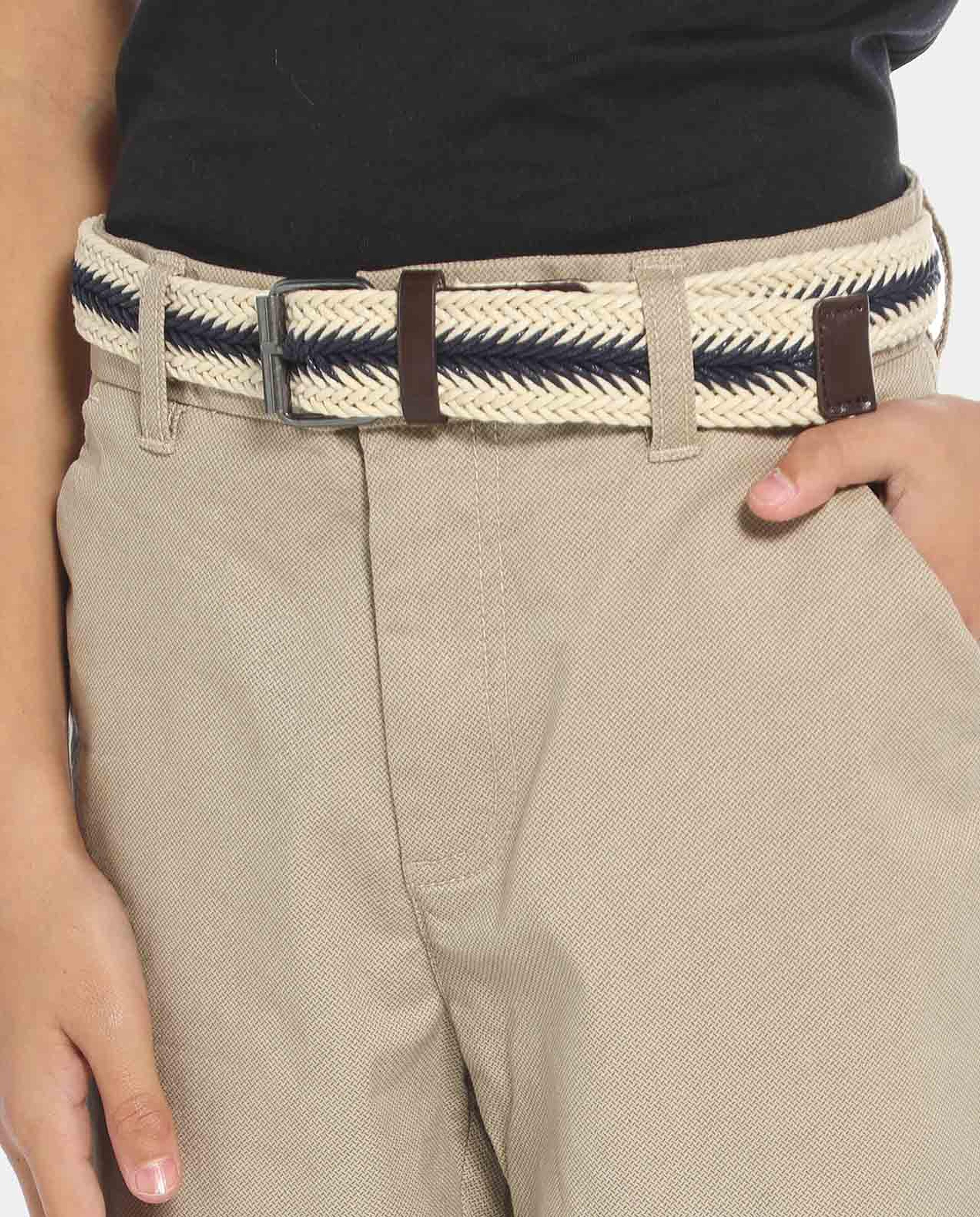 Beige Solid Chinos Shorts
