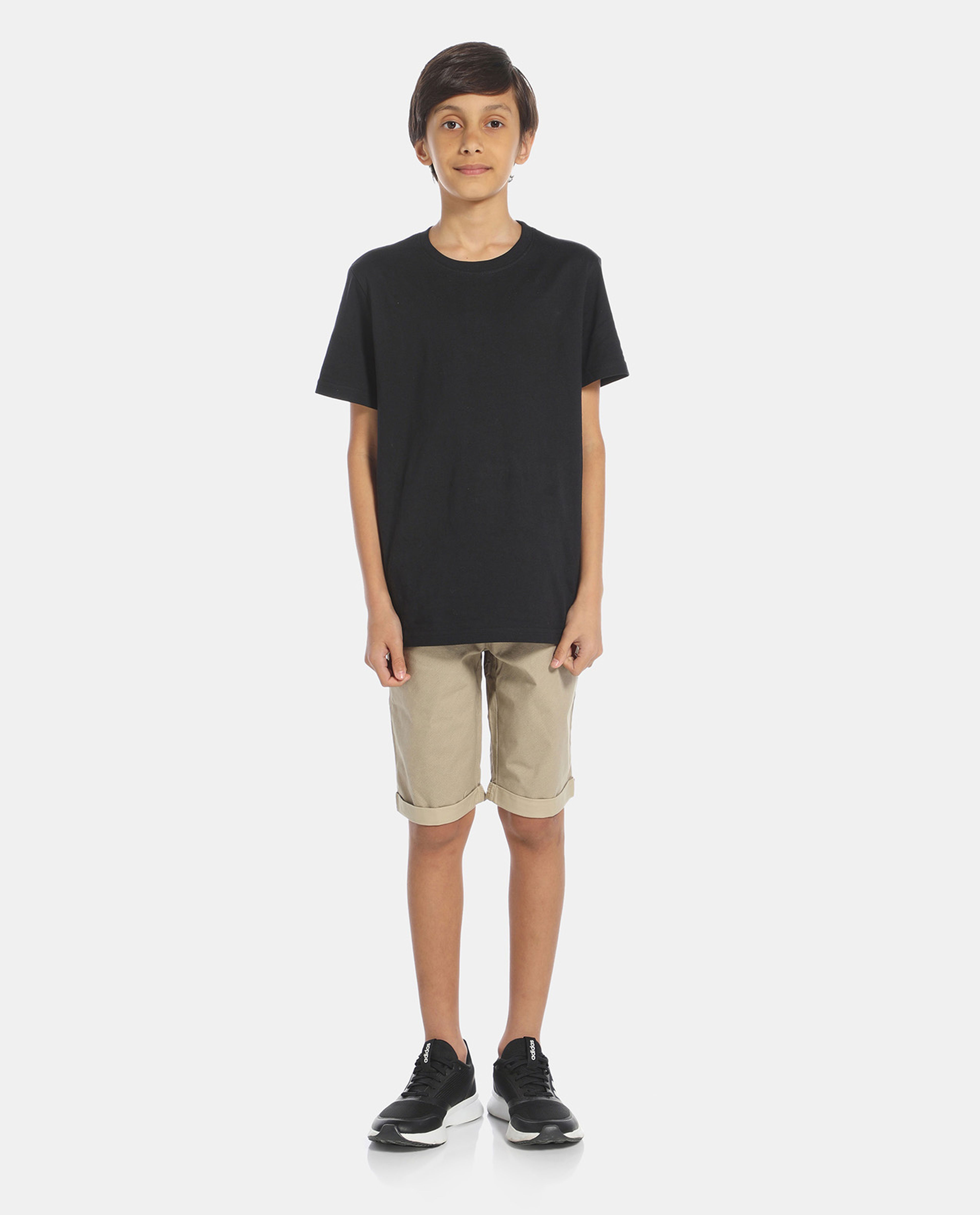Beige Solid Chinos Shorts