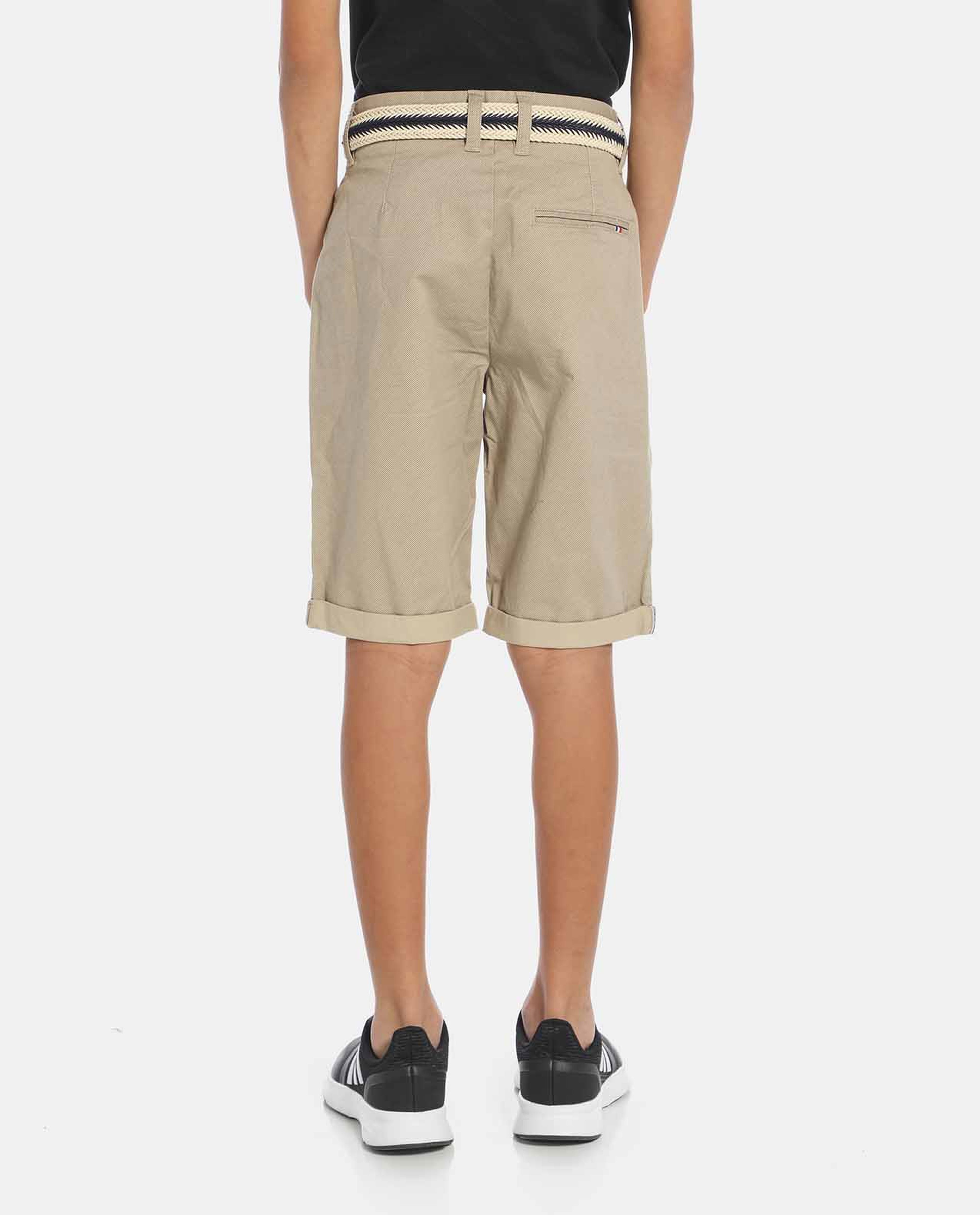 Beige Solid Chinos Shorts