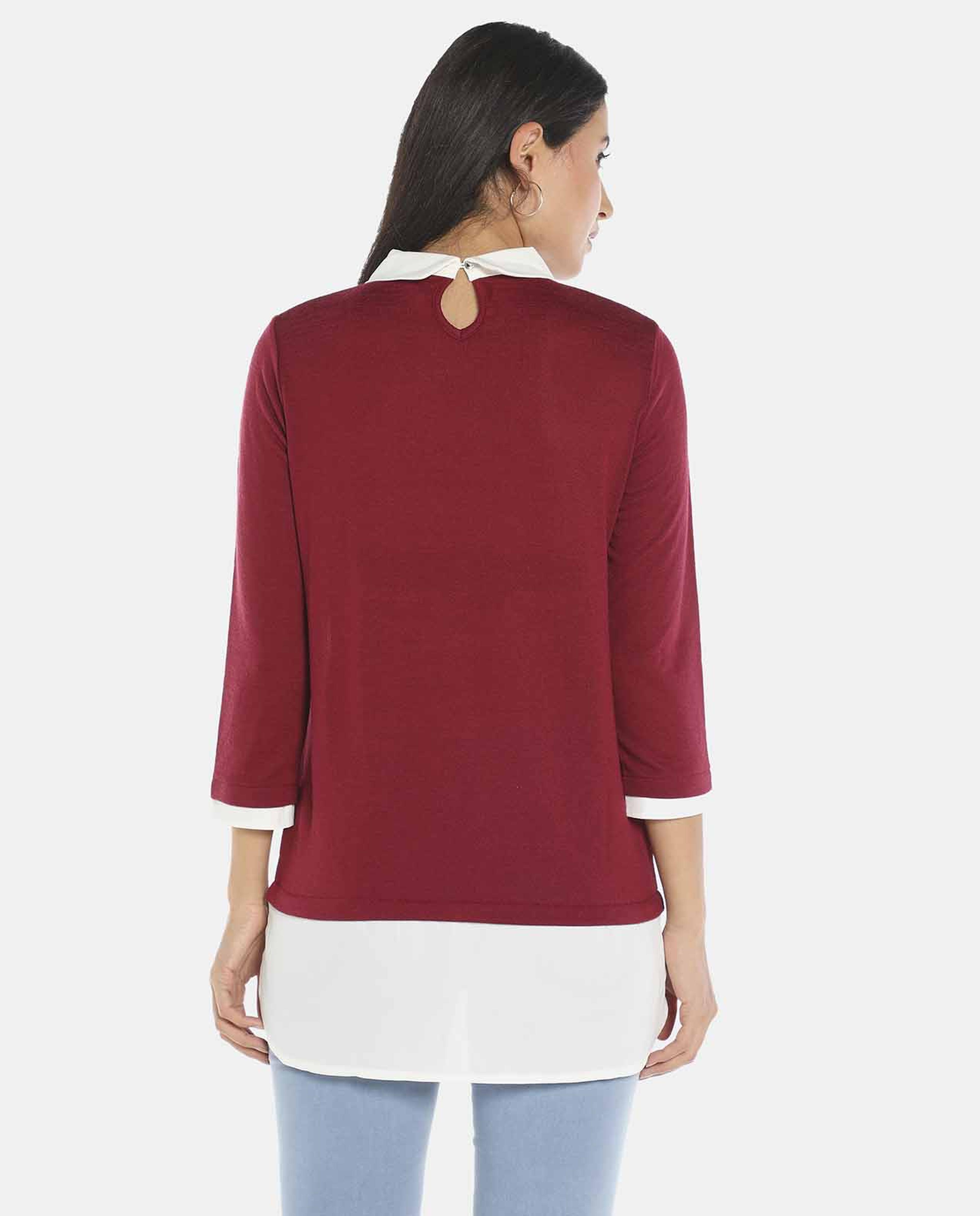 Red Collared Top