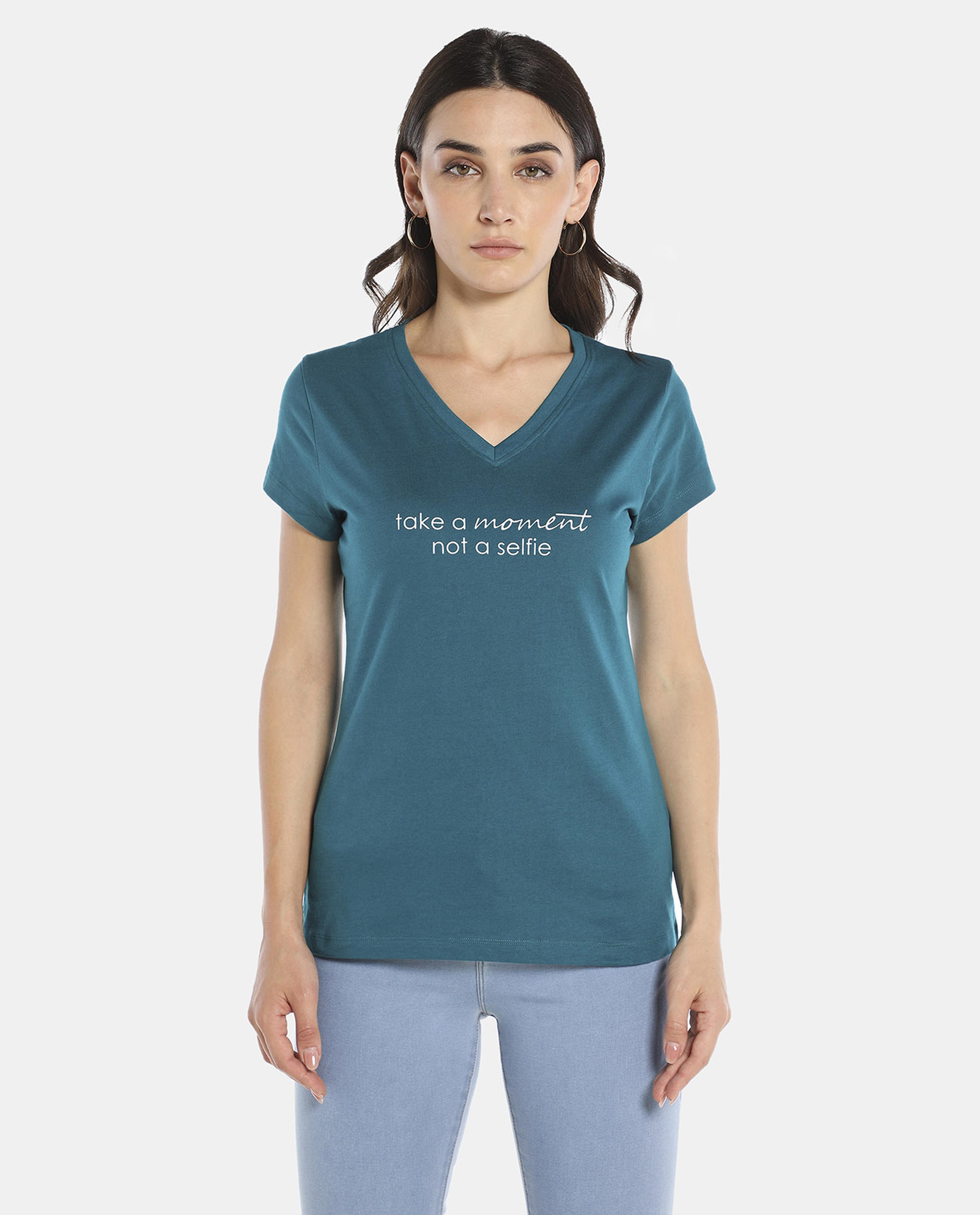 Blue Printed Regular Fit T-Shirt