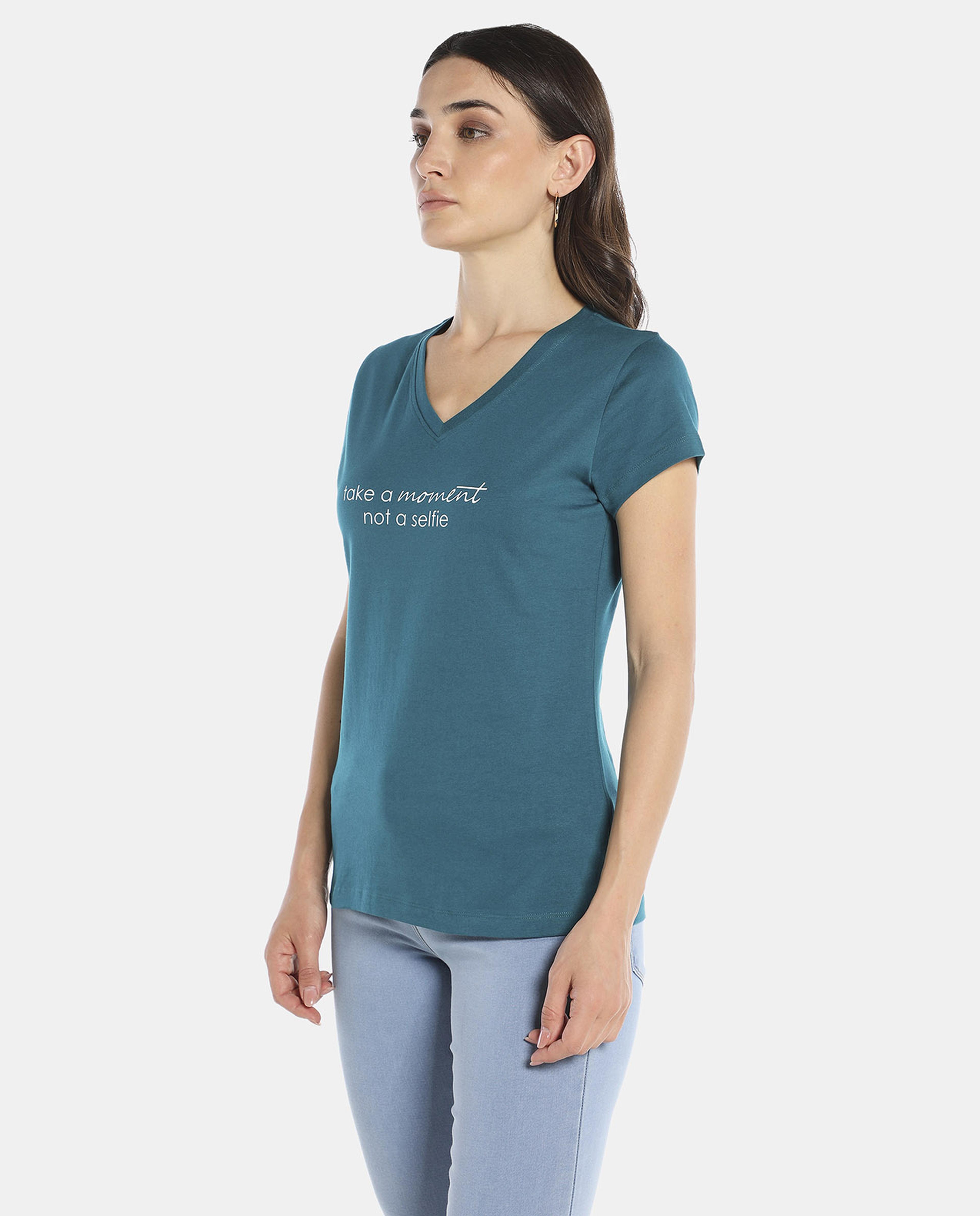 Blue Printed Regular Fit T-Shirt