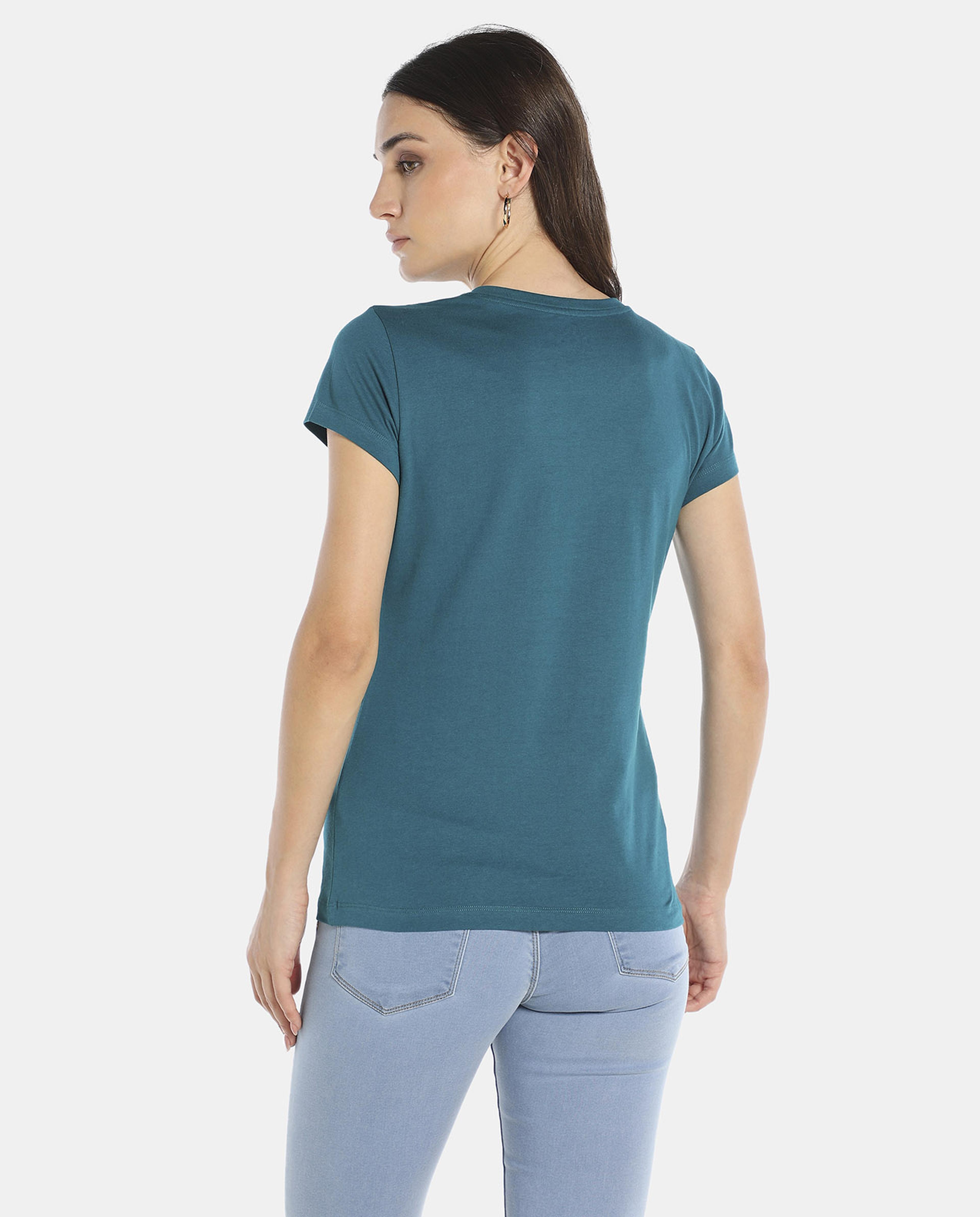 Blue Printed Regular Fit T-Shirt
