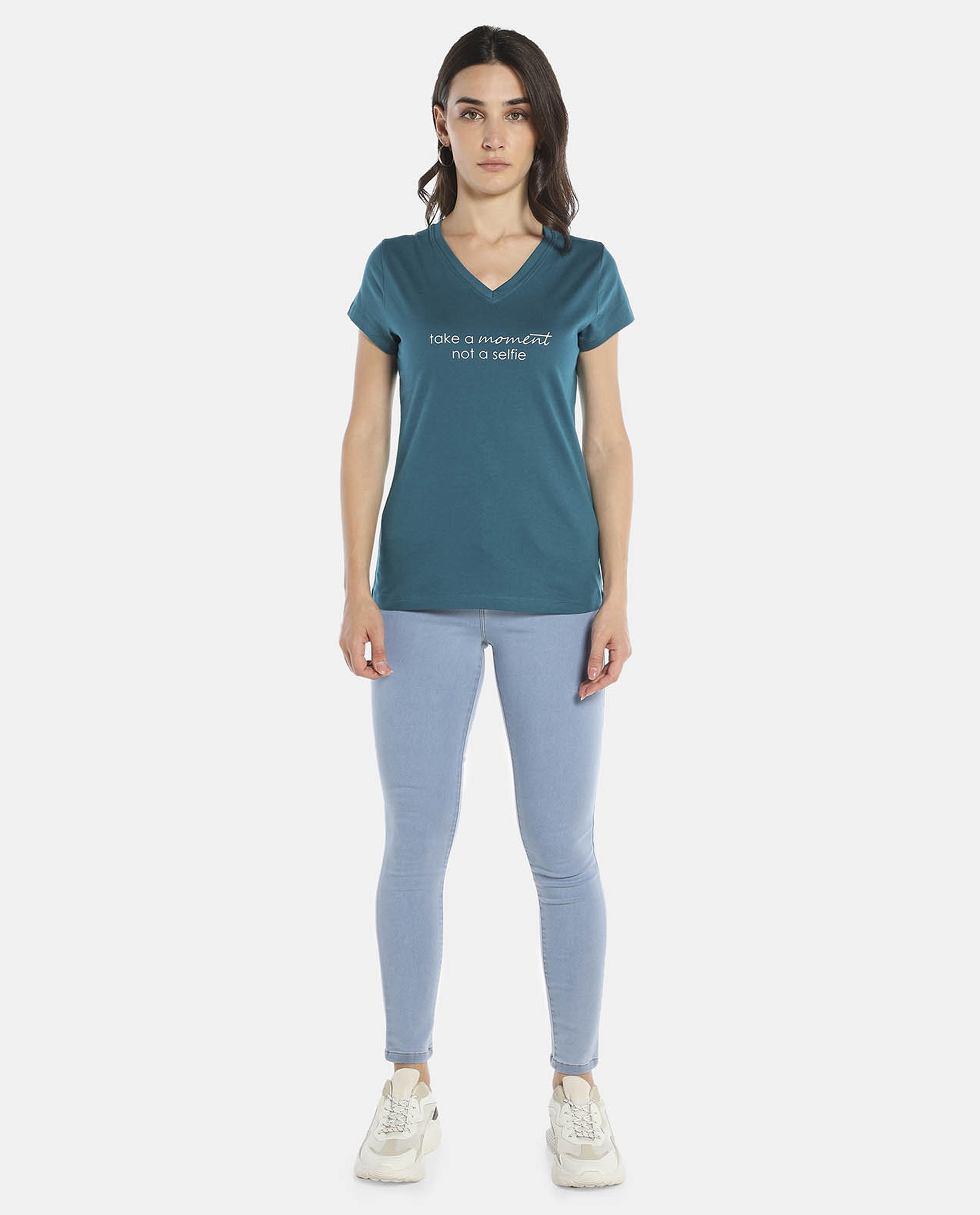 Blue Printed Regular Fit T-Shirt