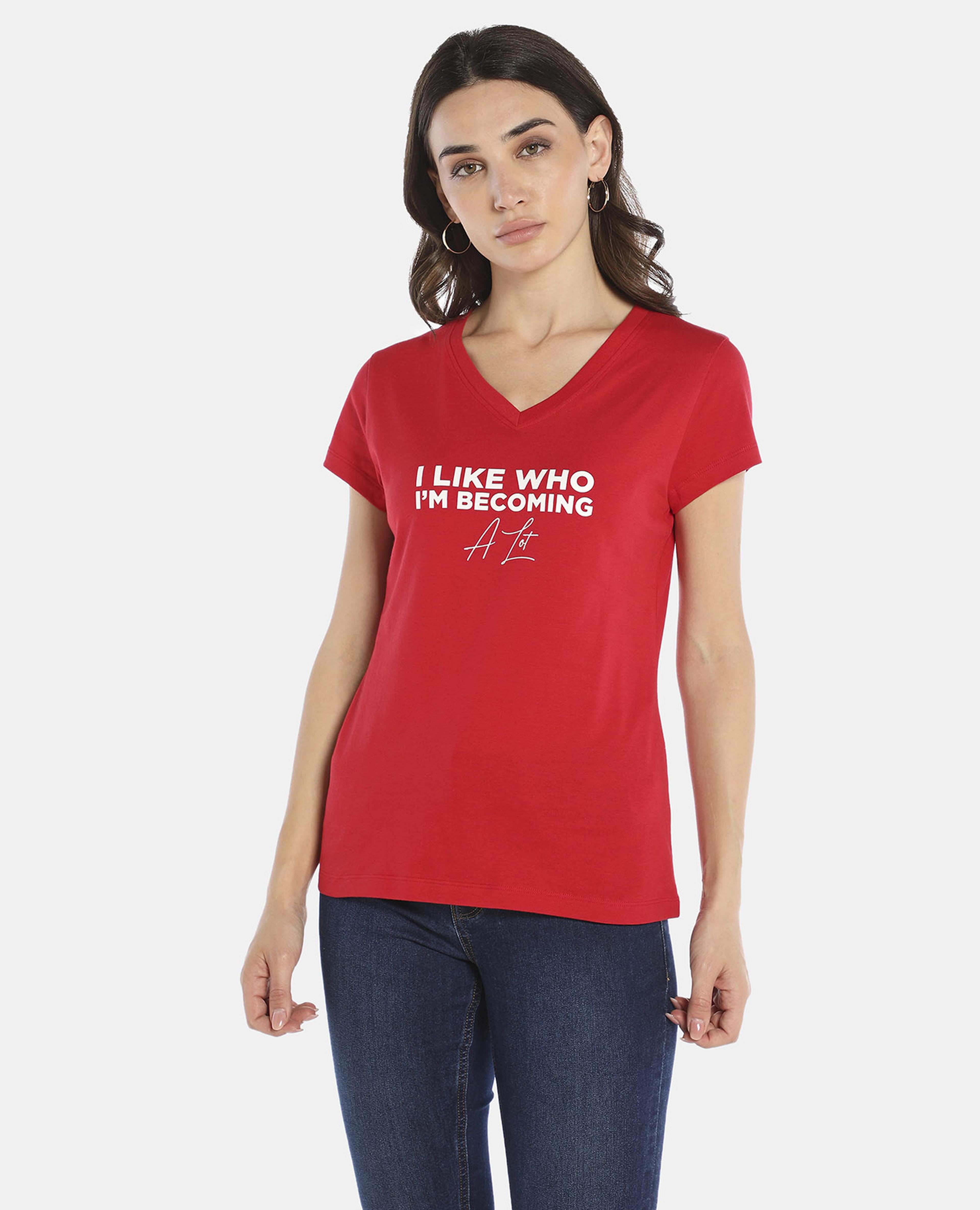 Red Printed Regular Fit T-Shirt