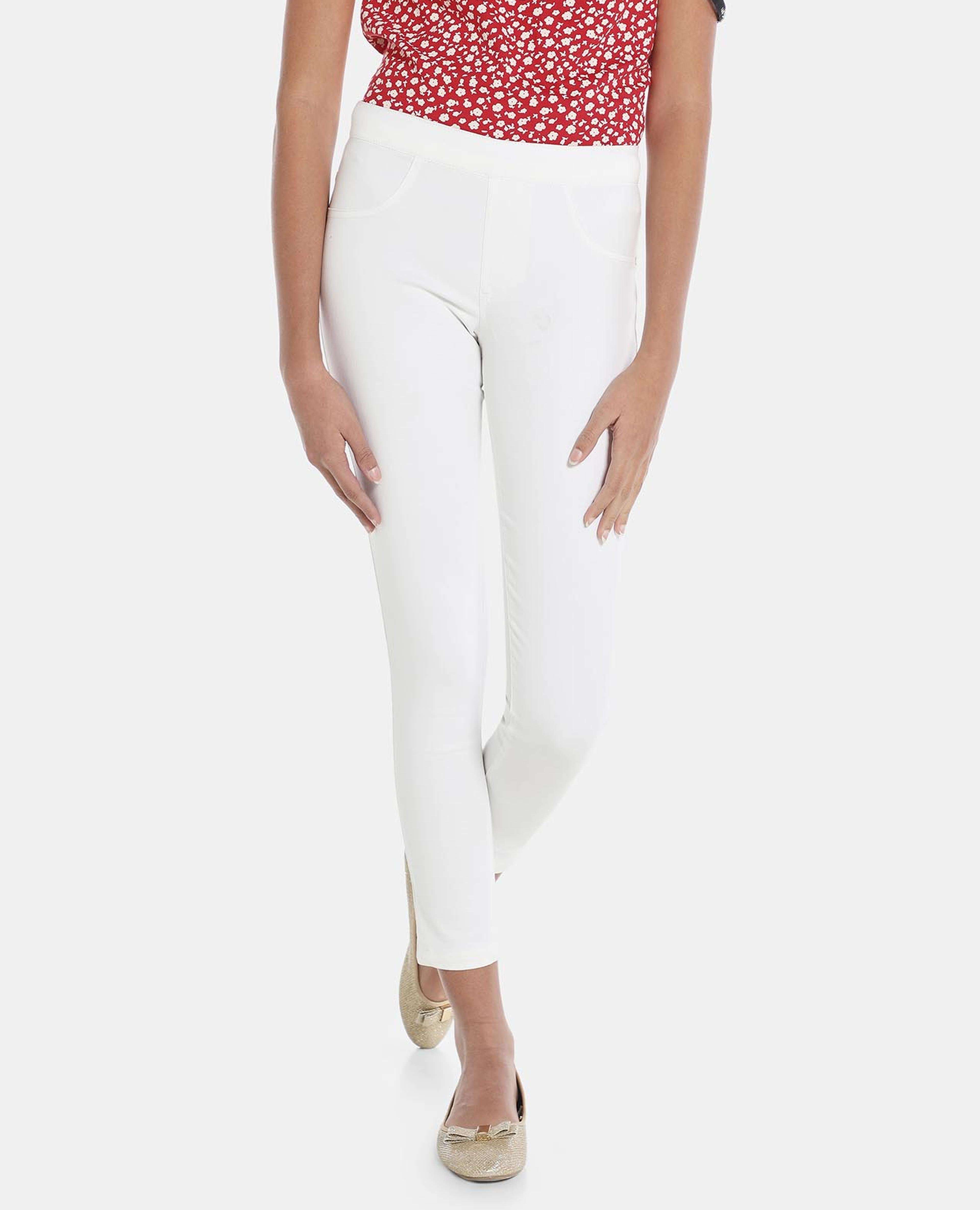 White High Rise Skinny Fit Pants