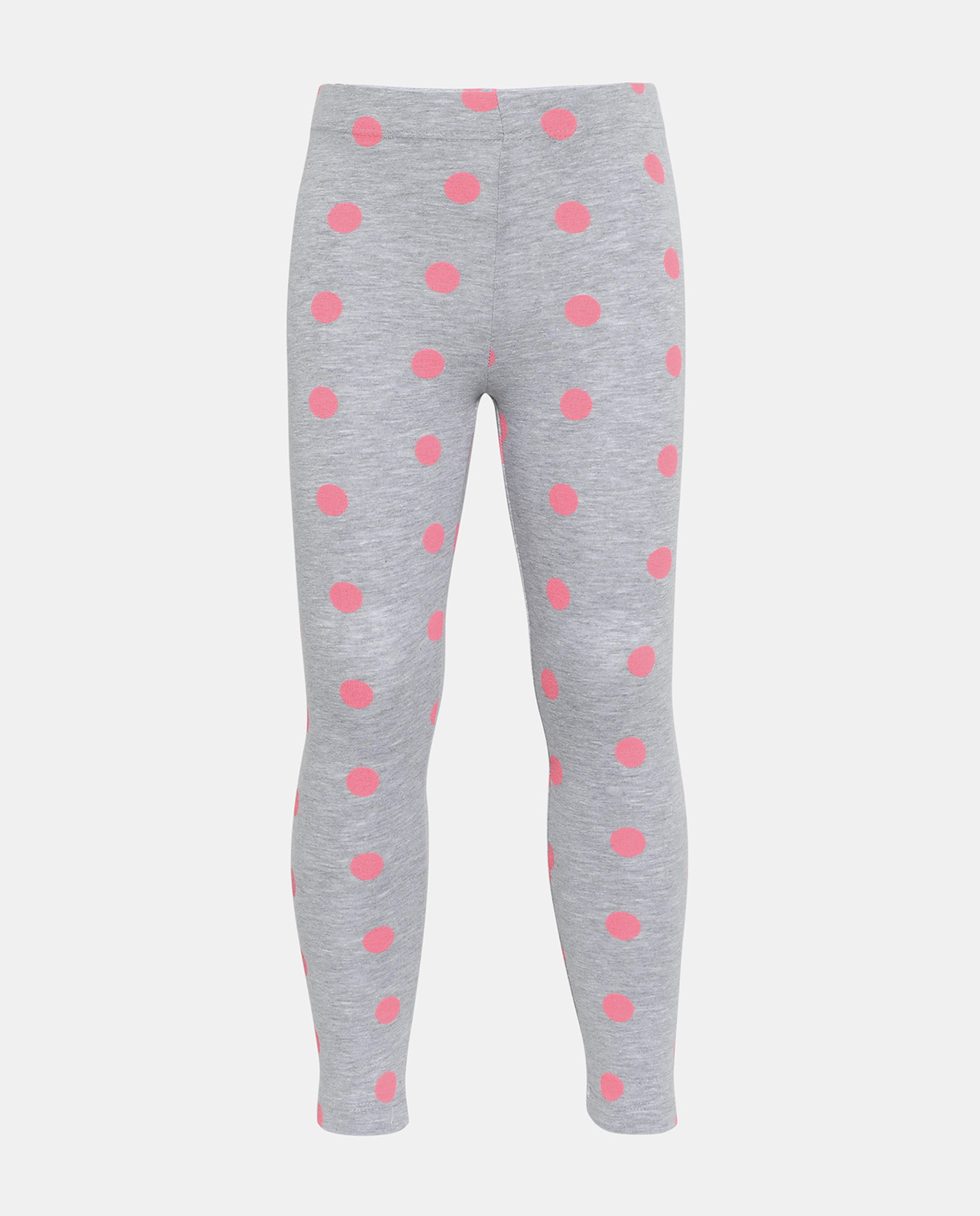 Grey Polka Dot Printed Leggings