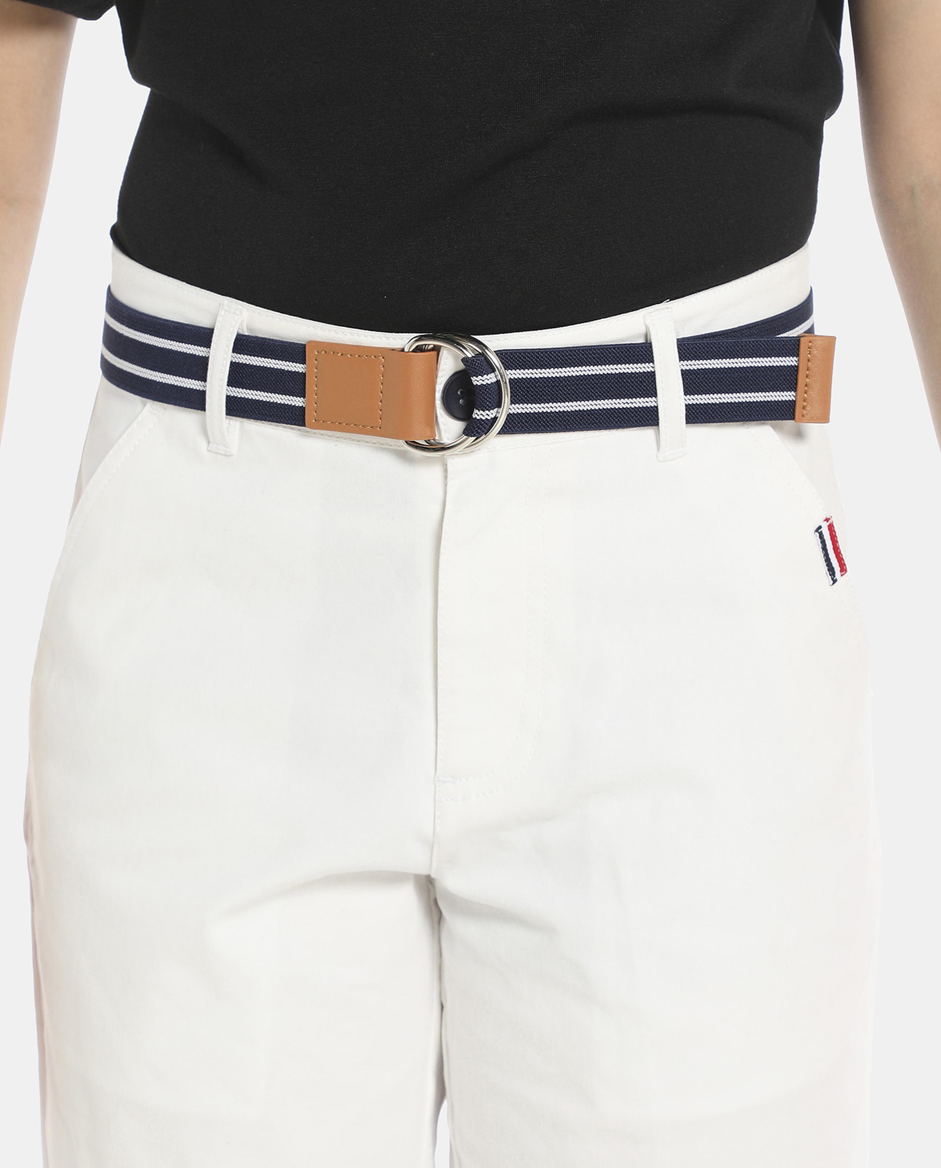 White Solid Regular Fit Chino Shorts