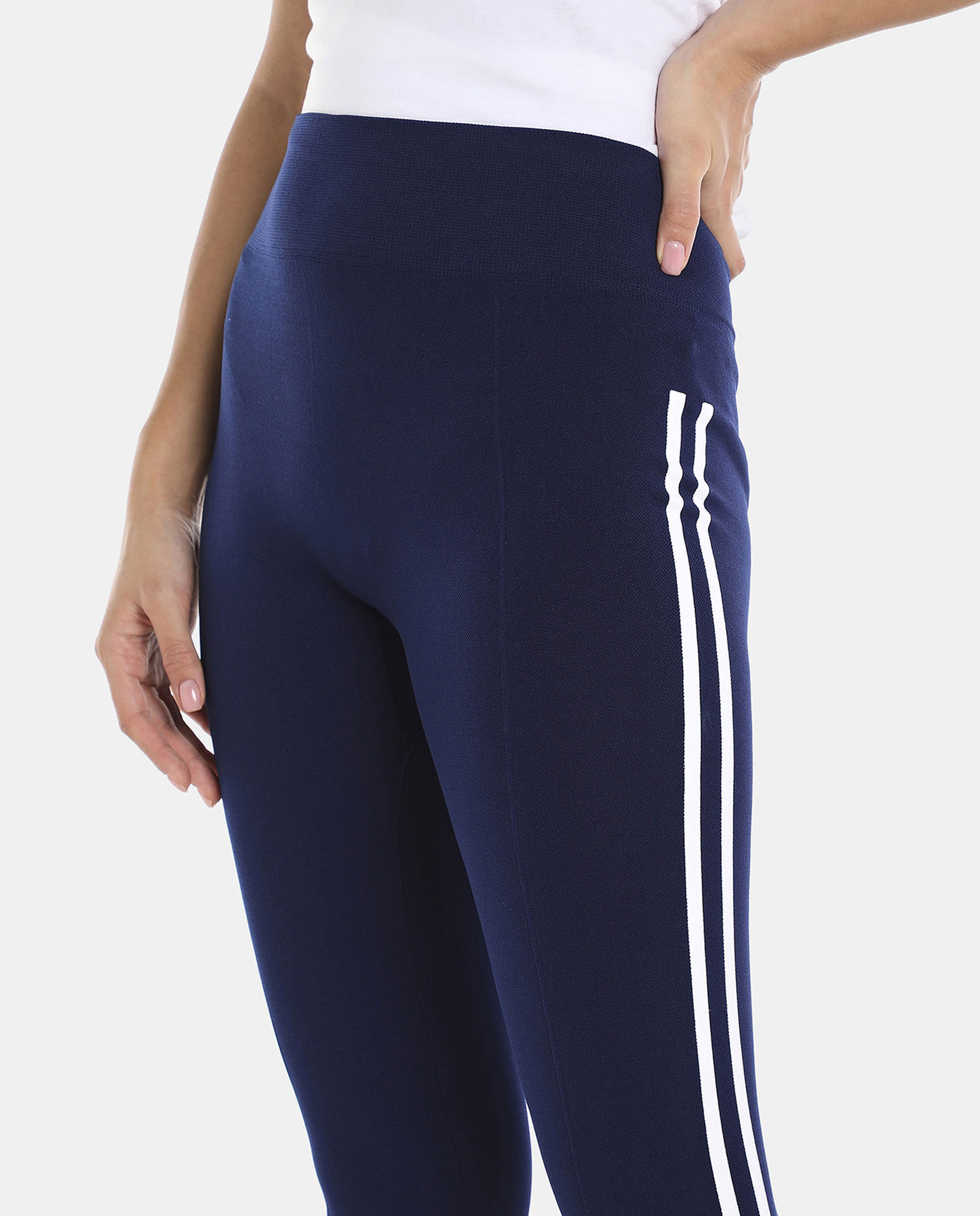 R&B Blue Casual Typograpghy Printed Leggings