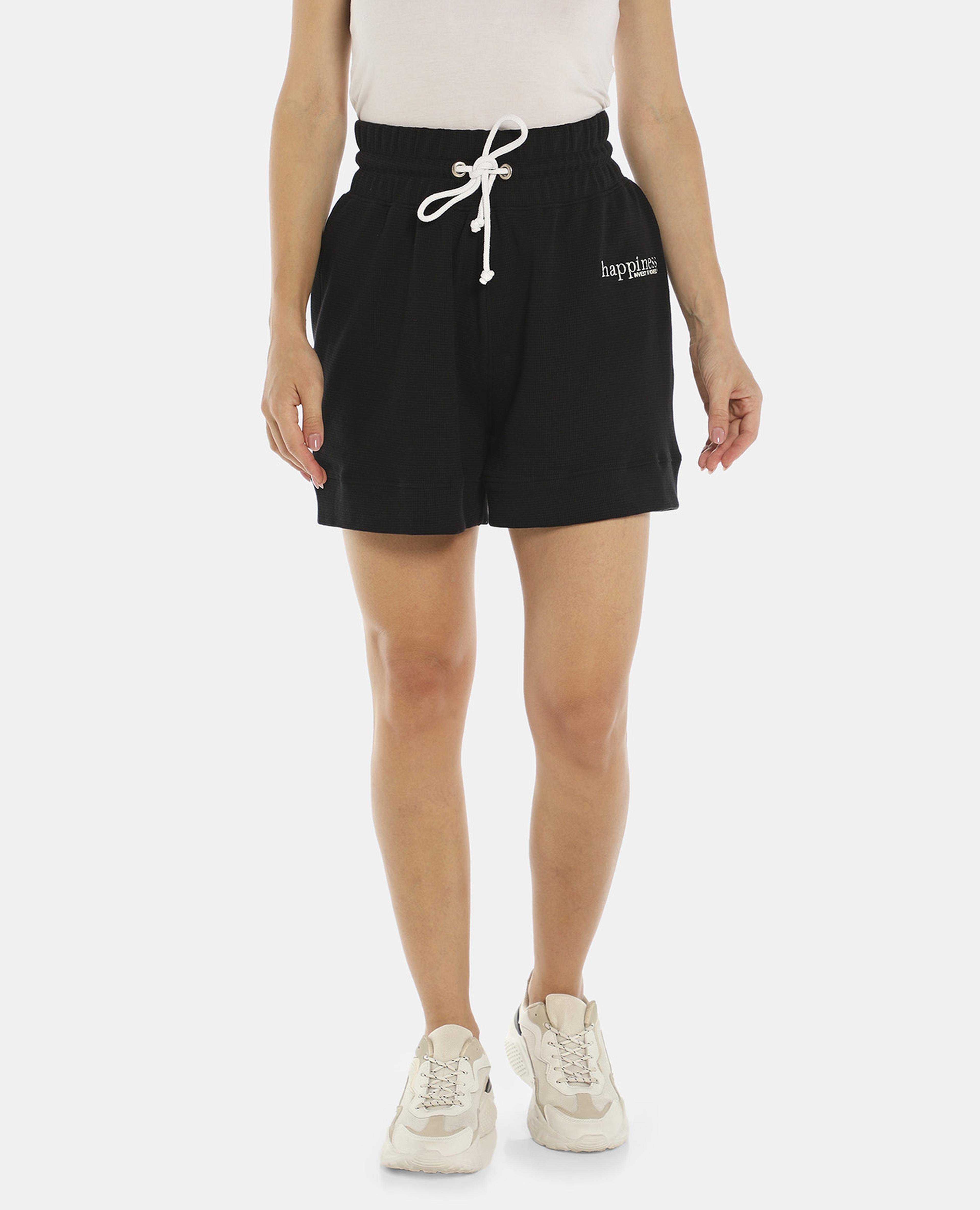 Black Printed Casual Shorts