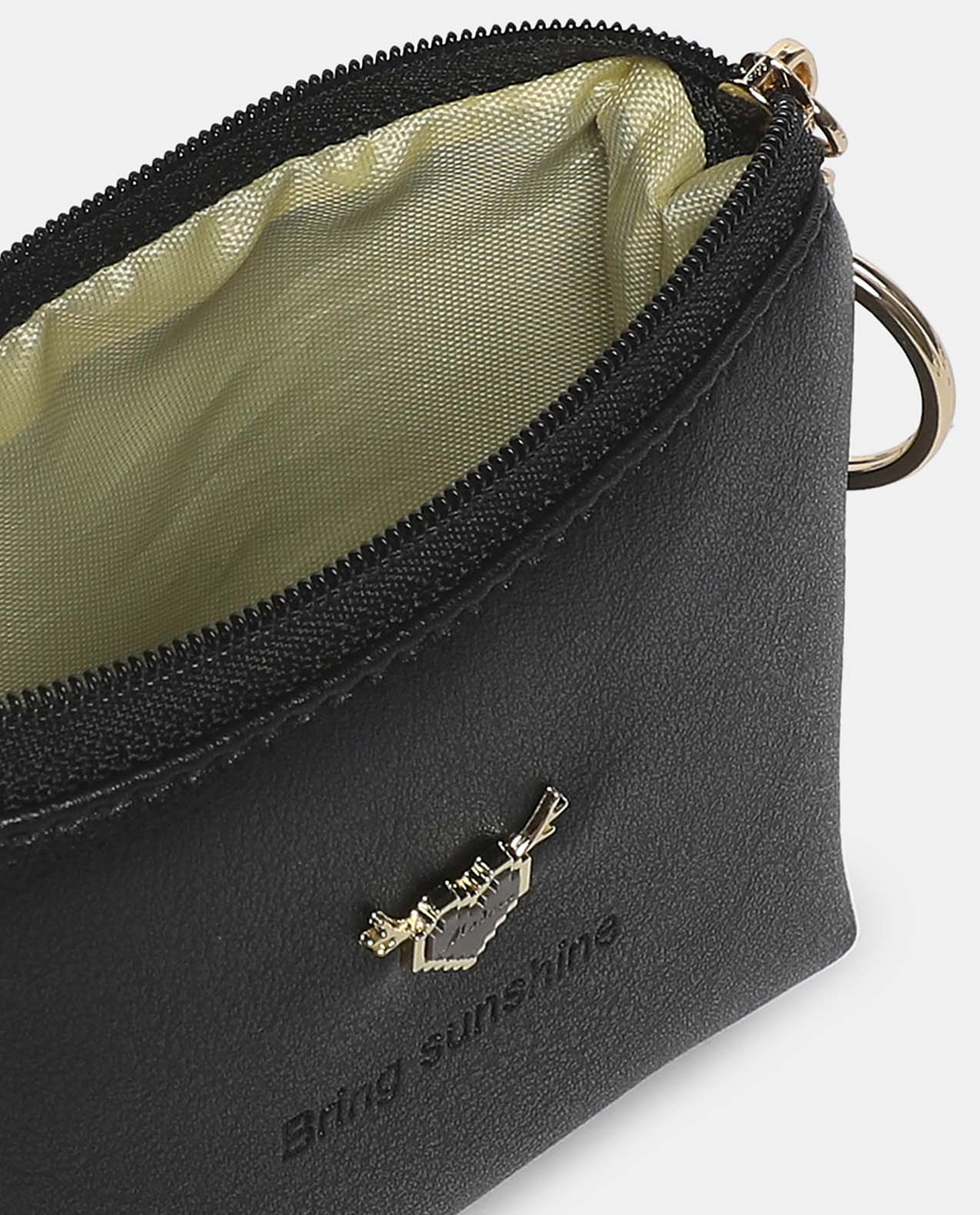 R&B Black Solid Mini Coin Purse