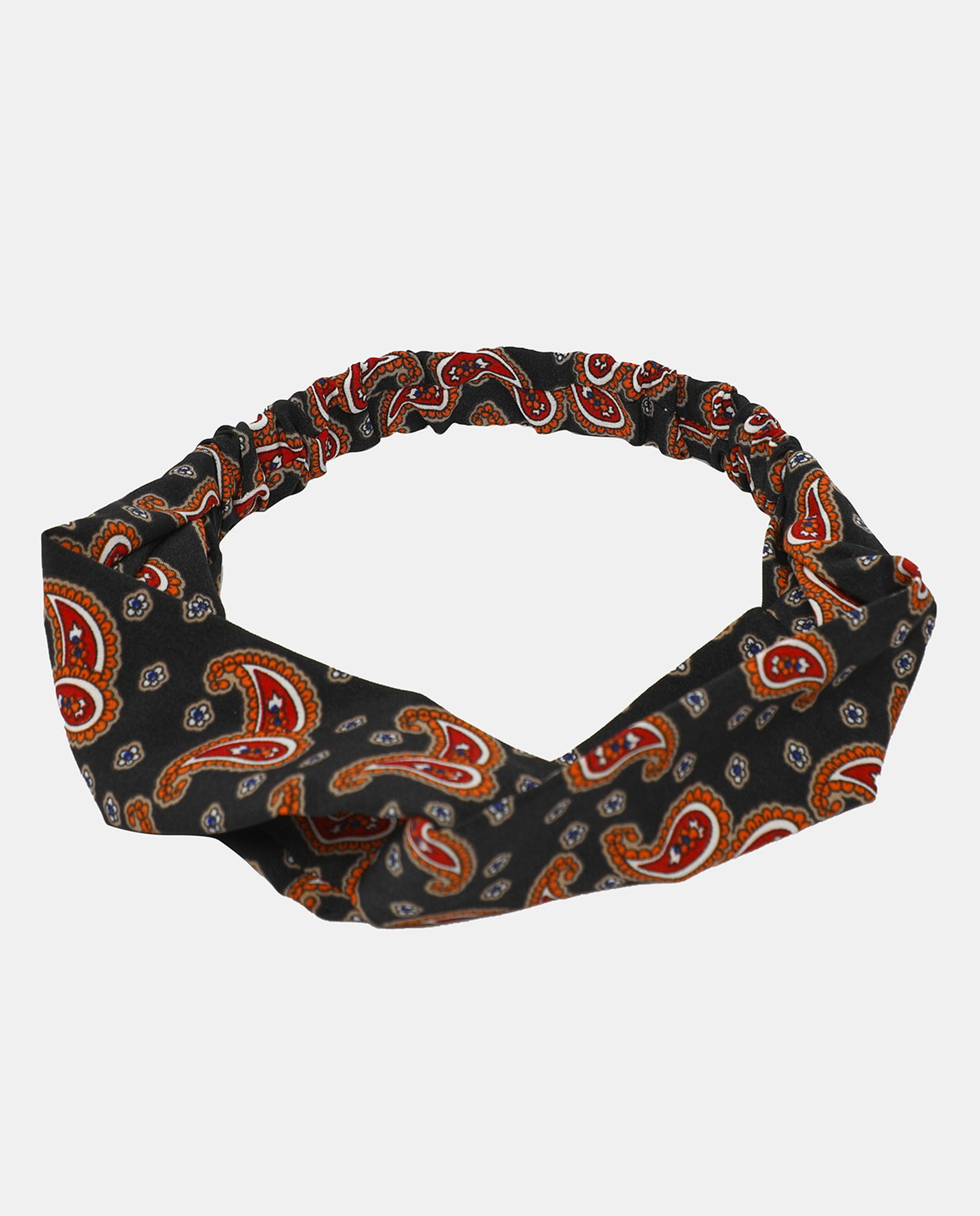 R&B Black Printed Silk Turban