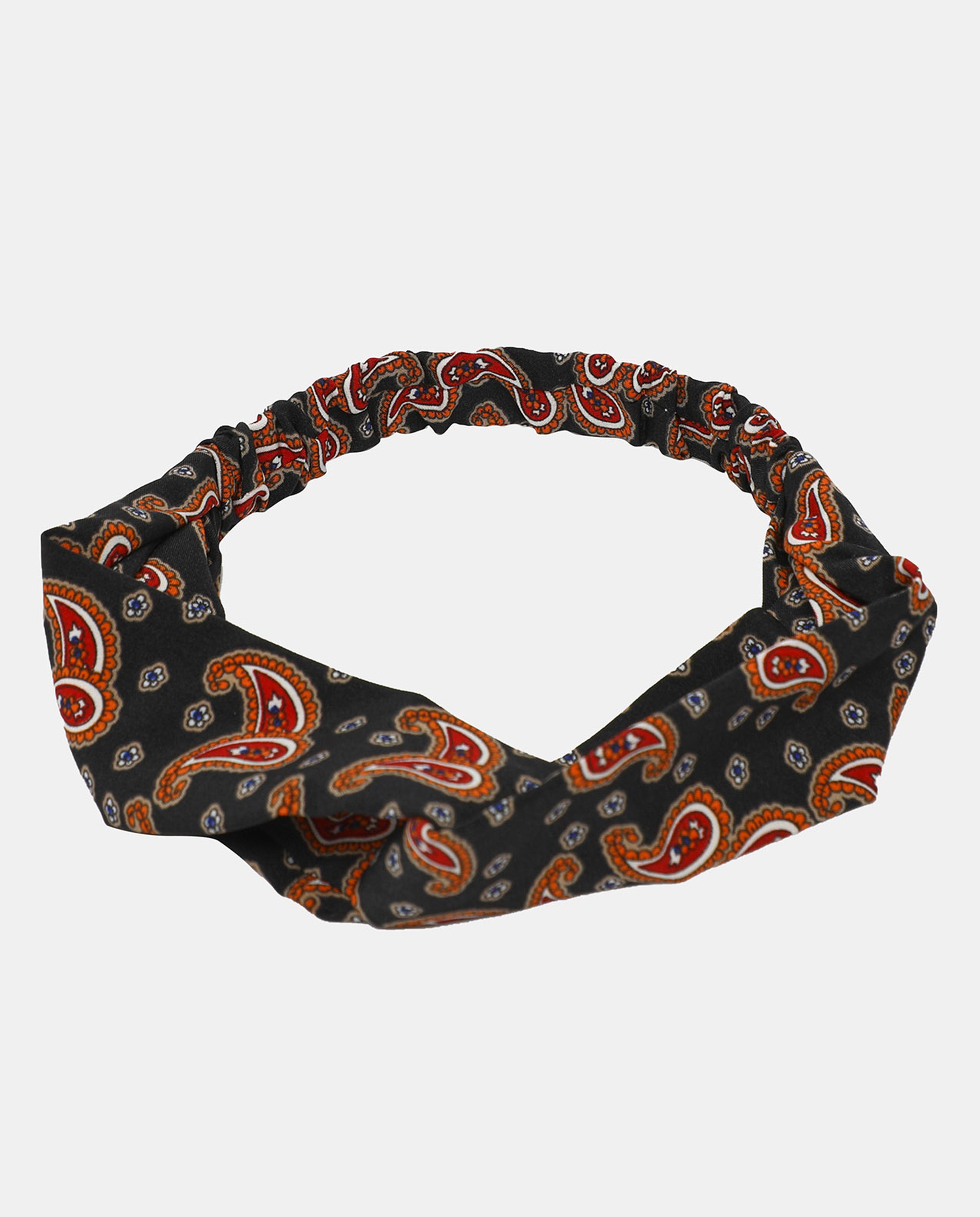 R&B Black Printed Silk Turban