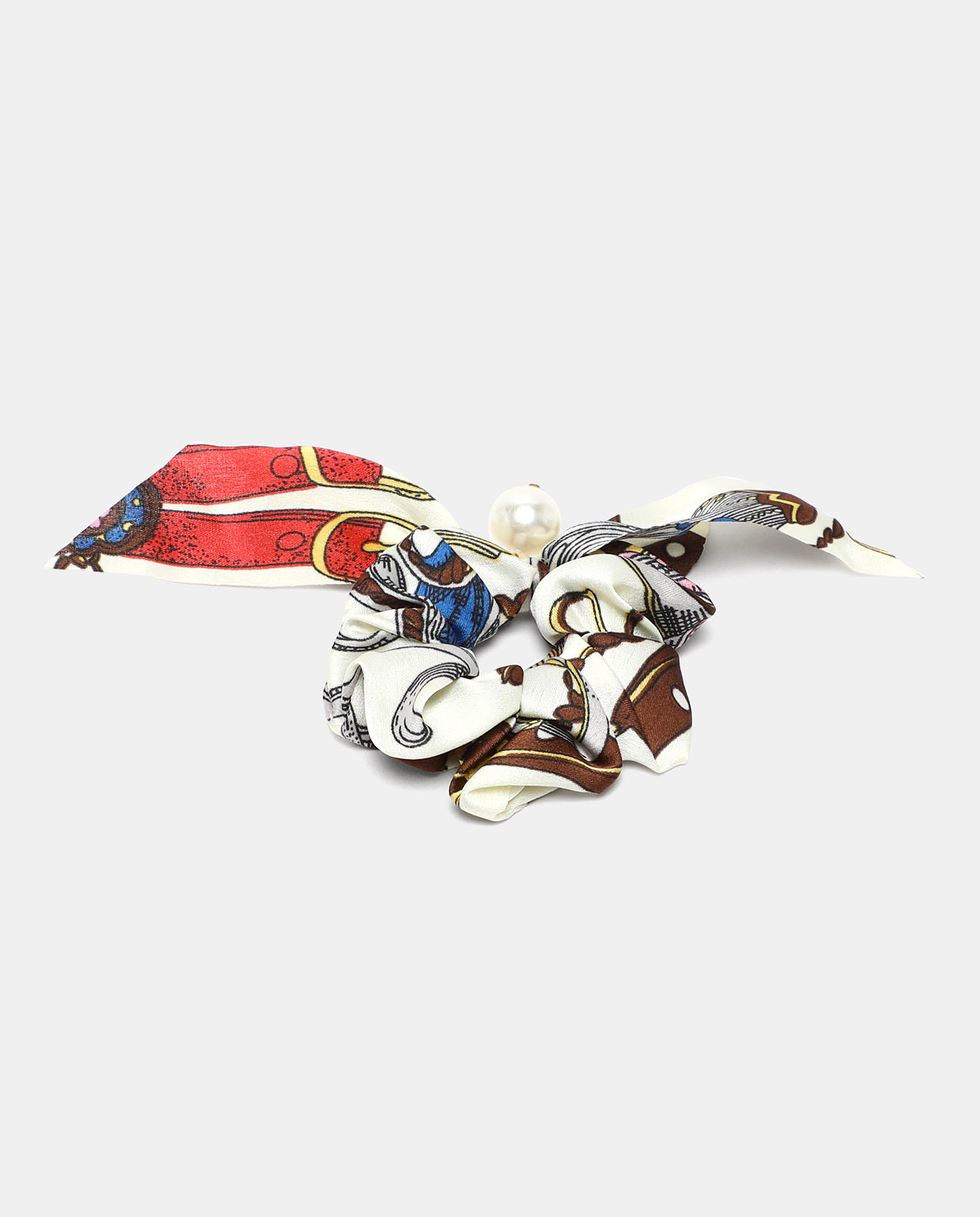 R&B Beige All Over Printed Ponytail Hair Holder
