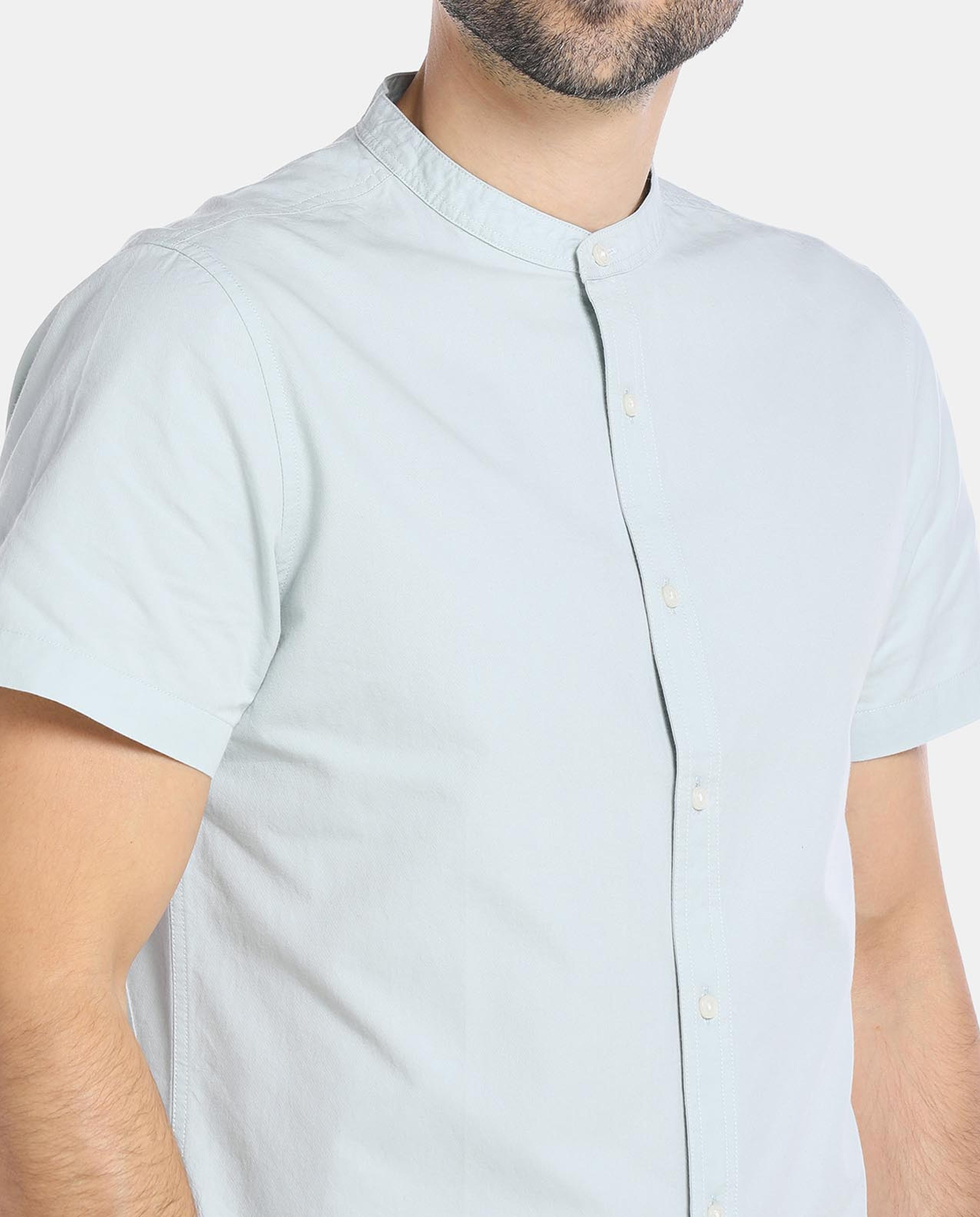 Green Short Sleeve Casual Shirt
