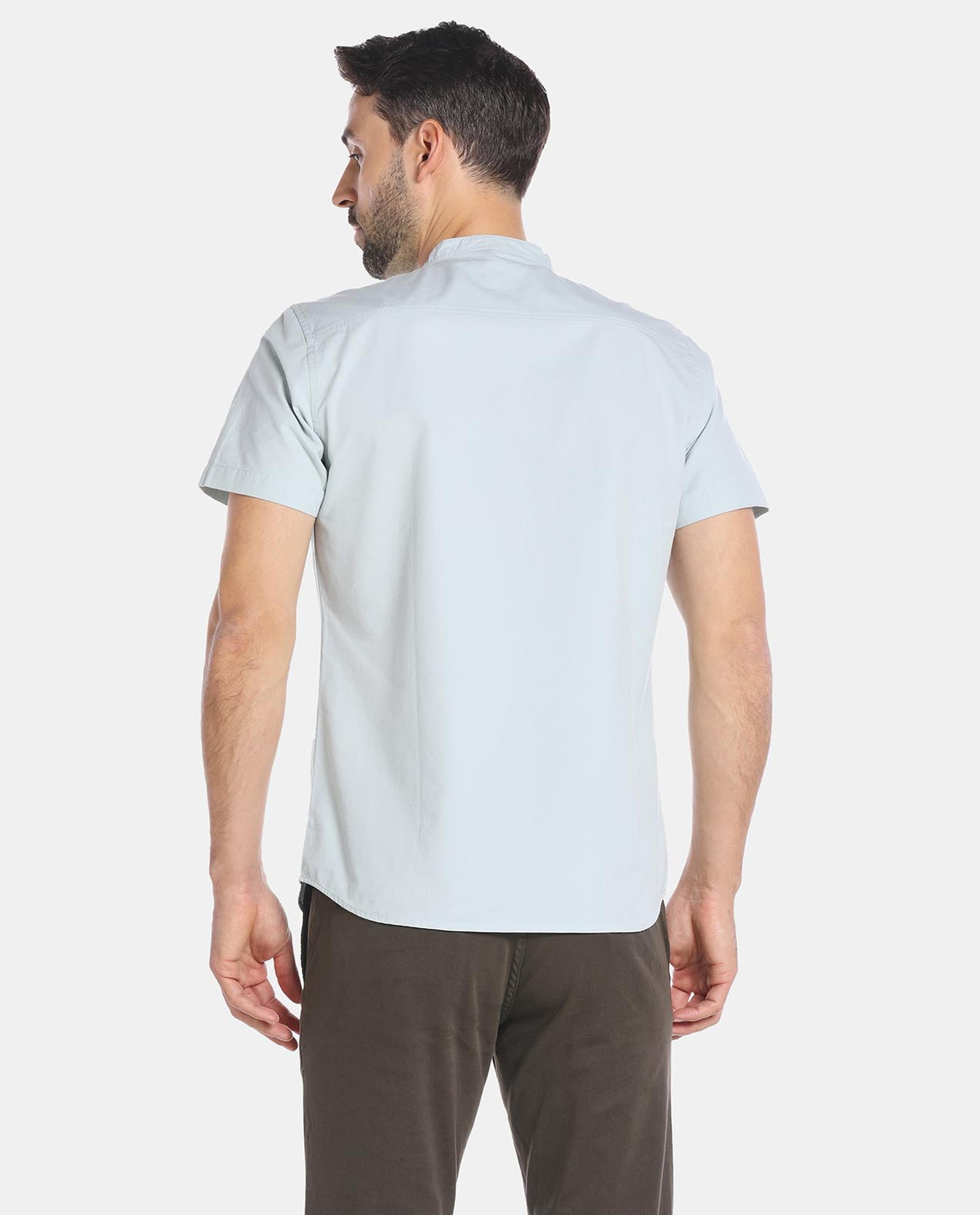 Green Short Sleeve Casual Shirt