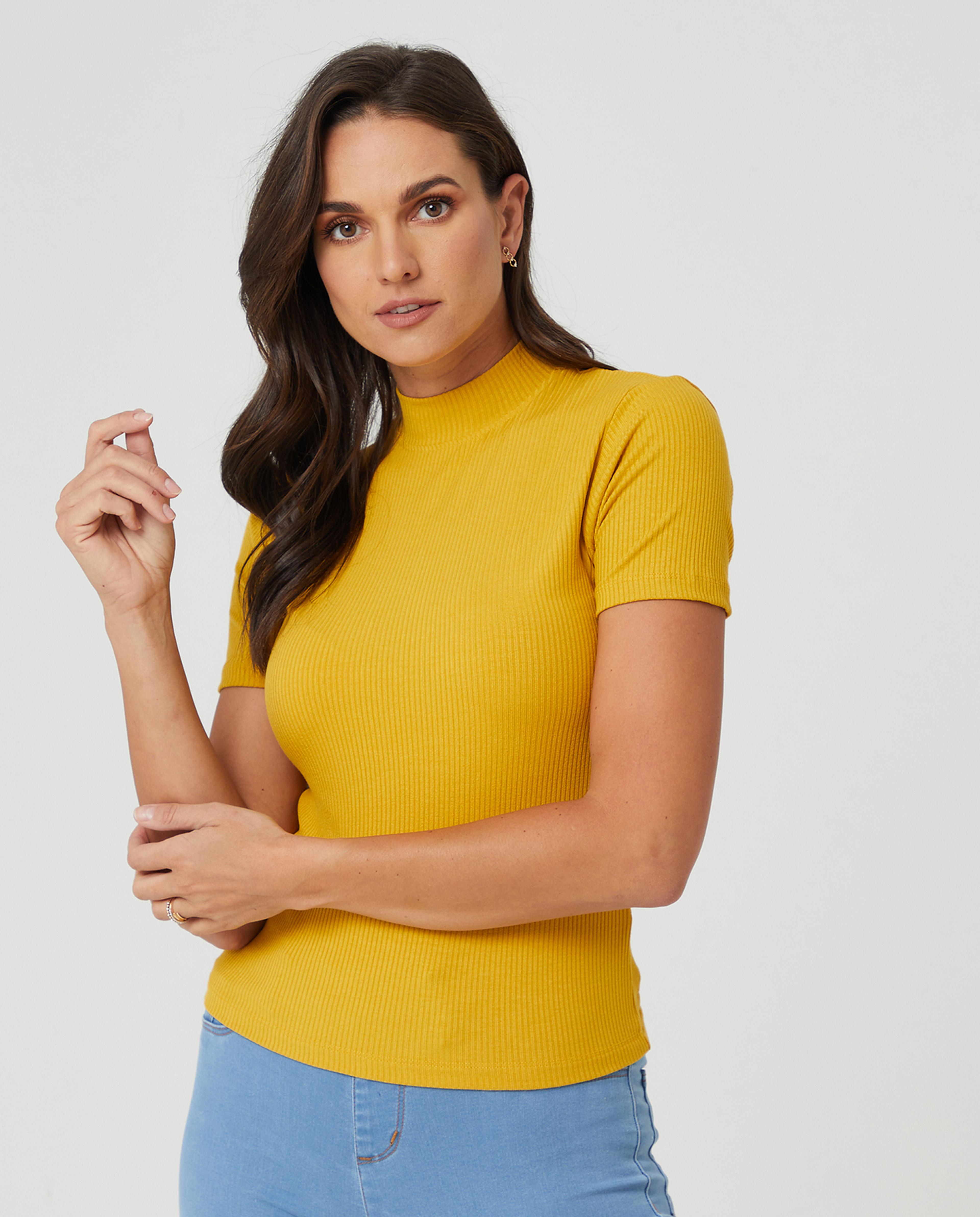 Mustard Young Knit Fashion T Shirt For Ladies