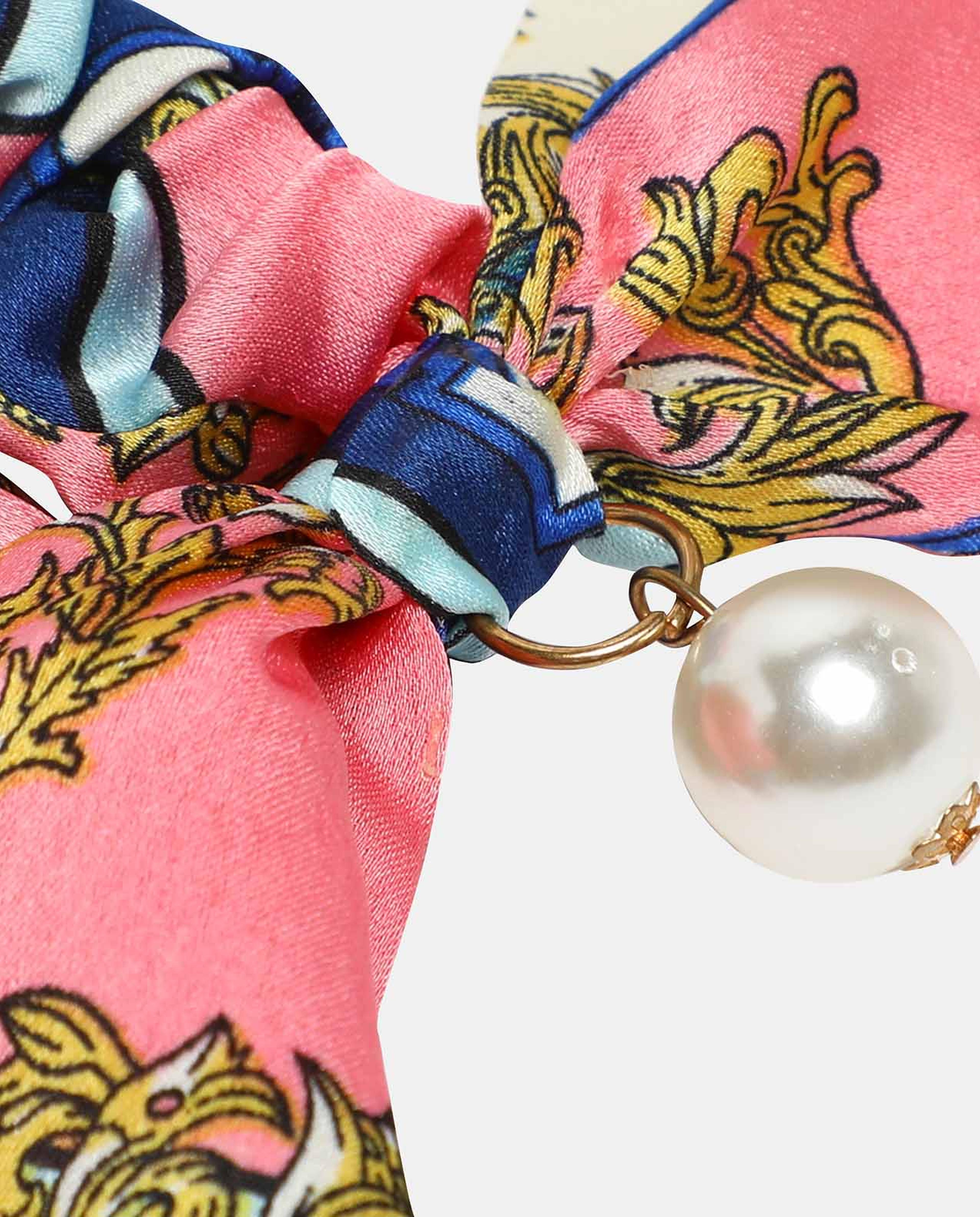 R&B Pink All Over Printed Ponytail Hair Holder