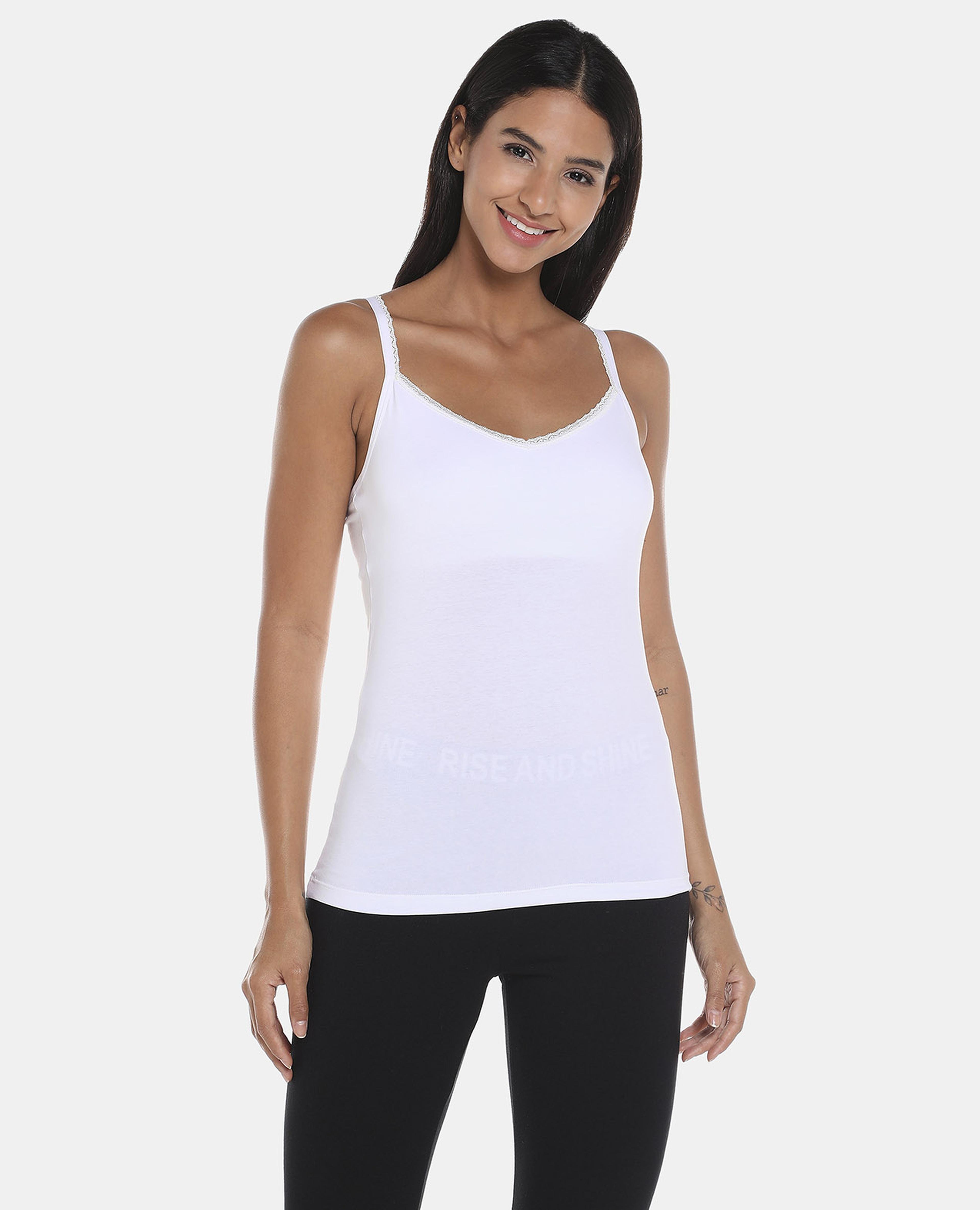 R&B White Solid Camisole