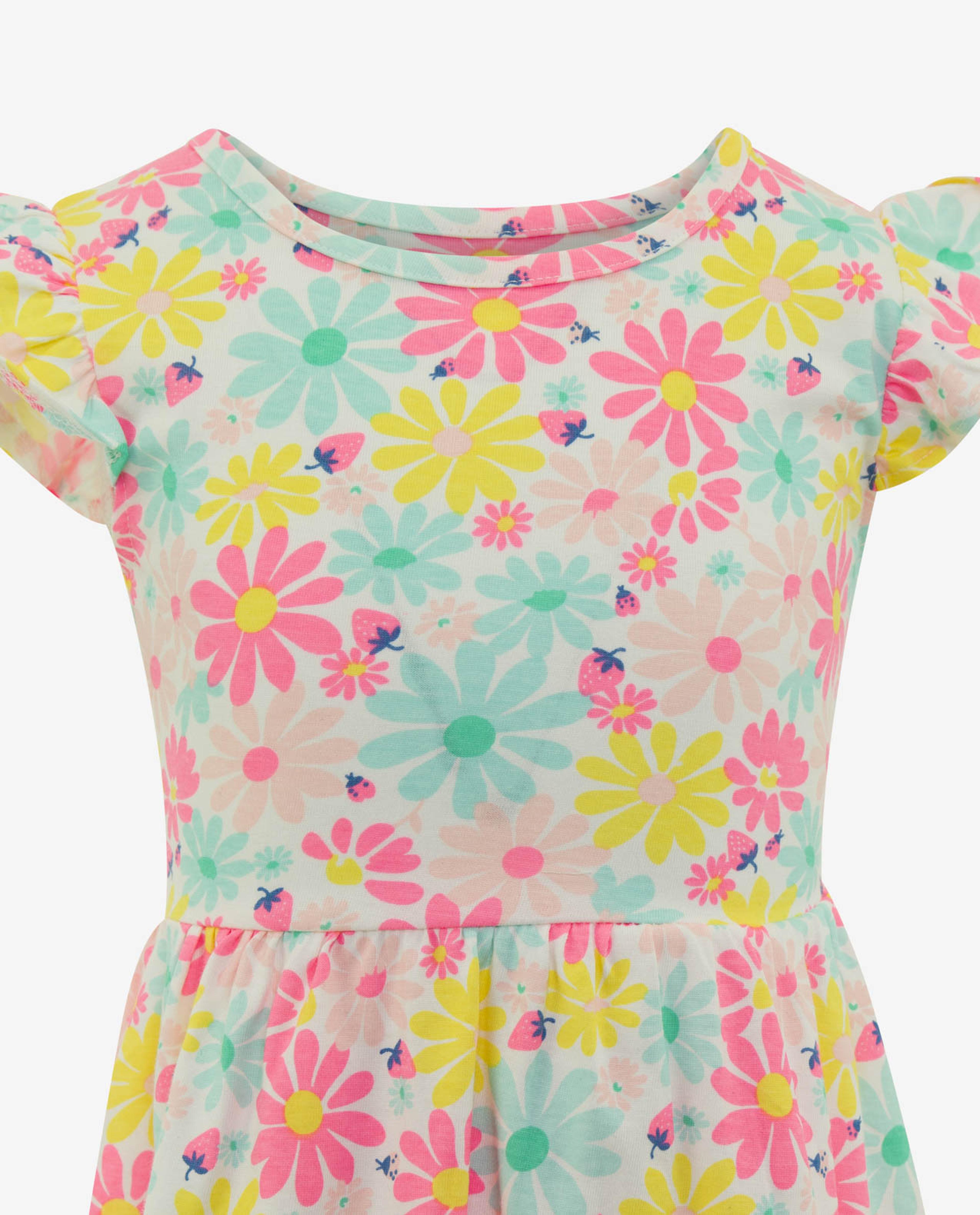 White Basic Knit All Over Printed Dress