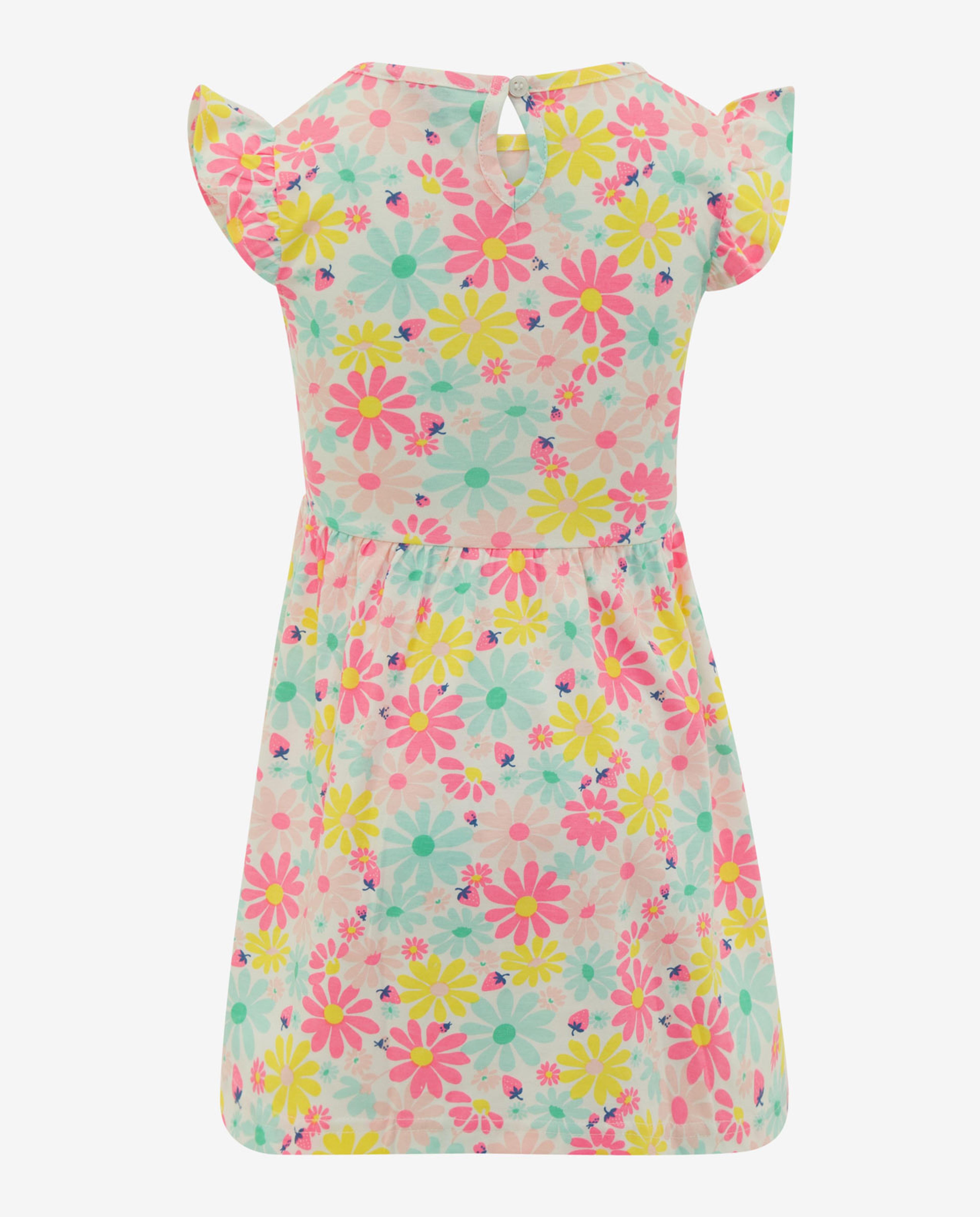 White Basic Knit All Over Printed Dress