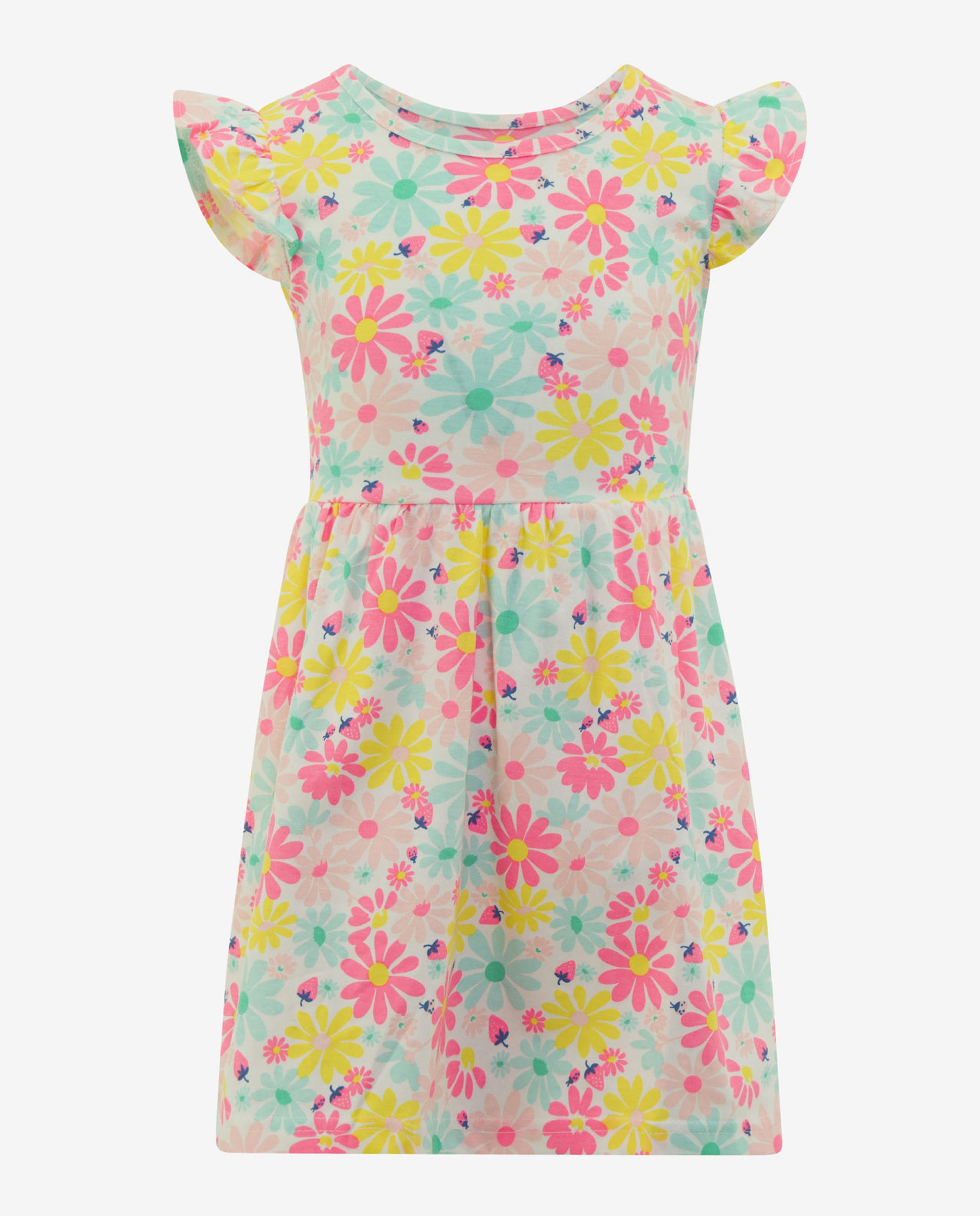White Basic Knit All Over Printed Dress