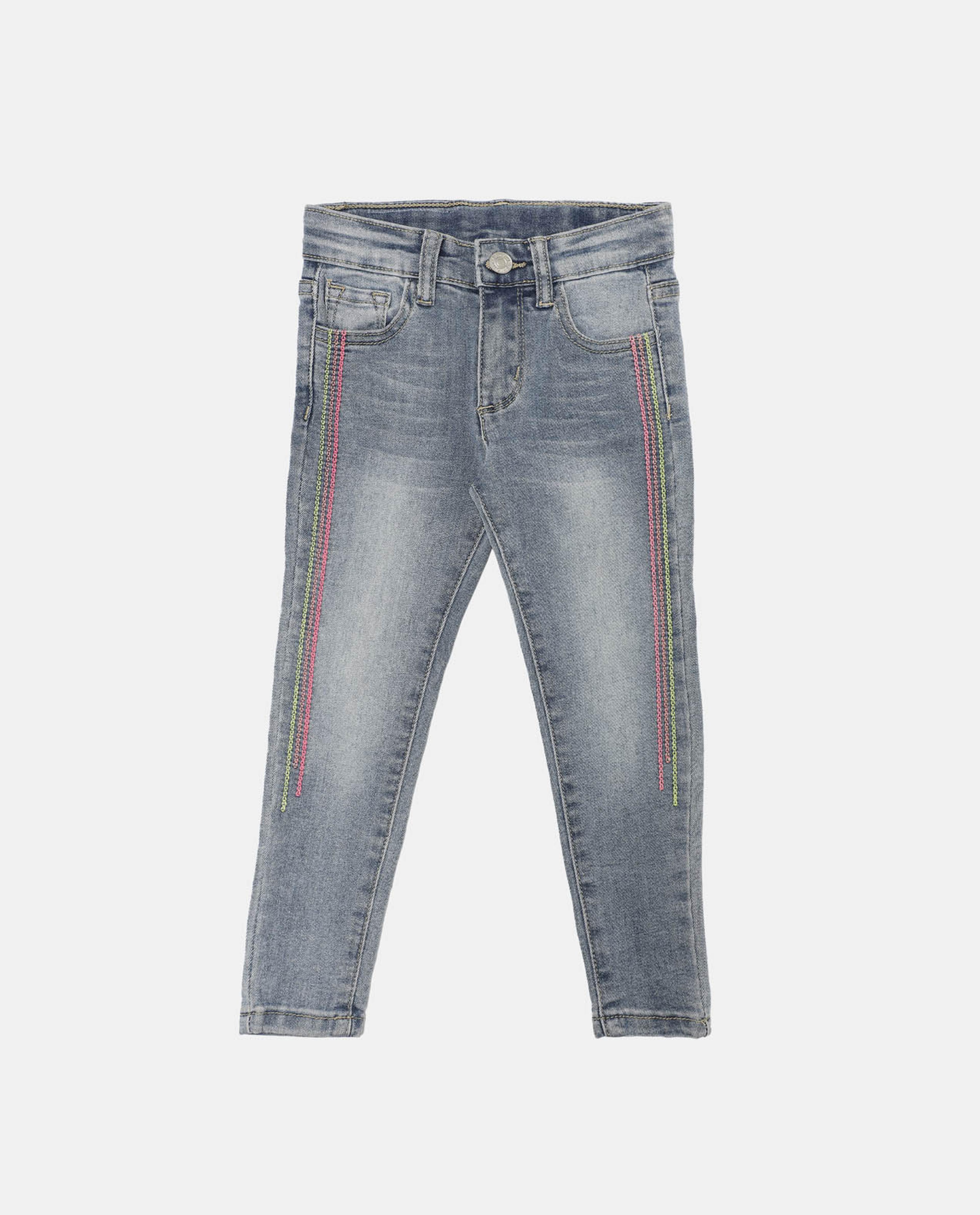 Blue Striped Skinny Jeans