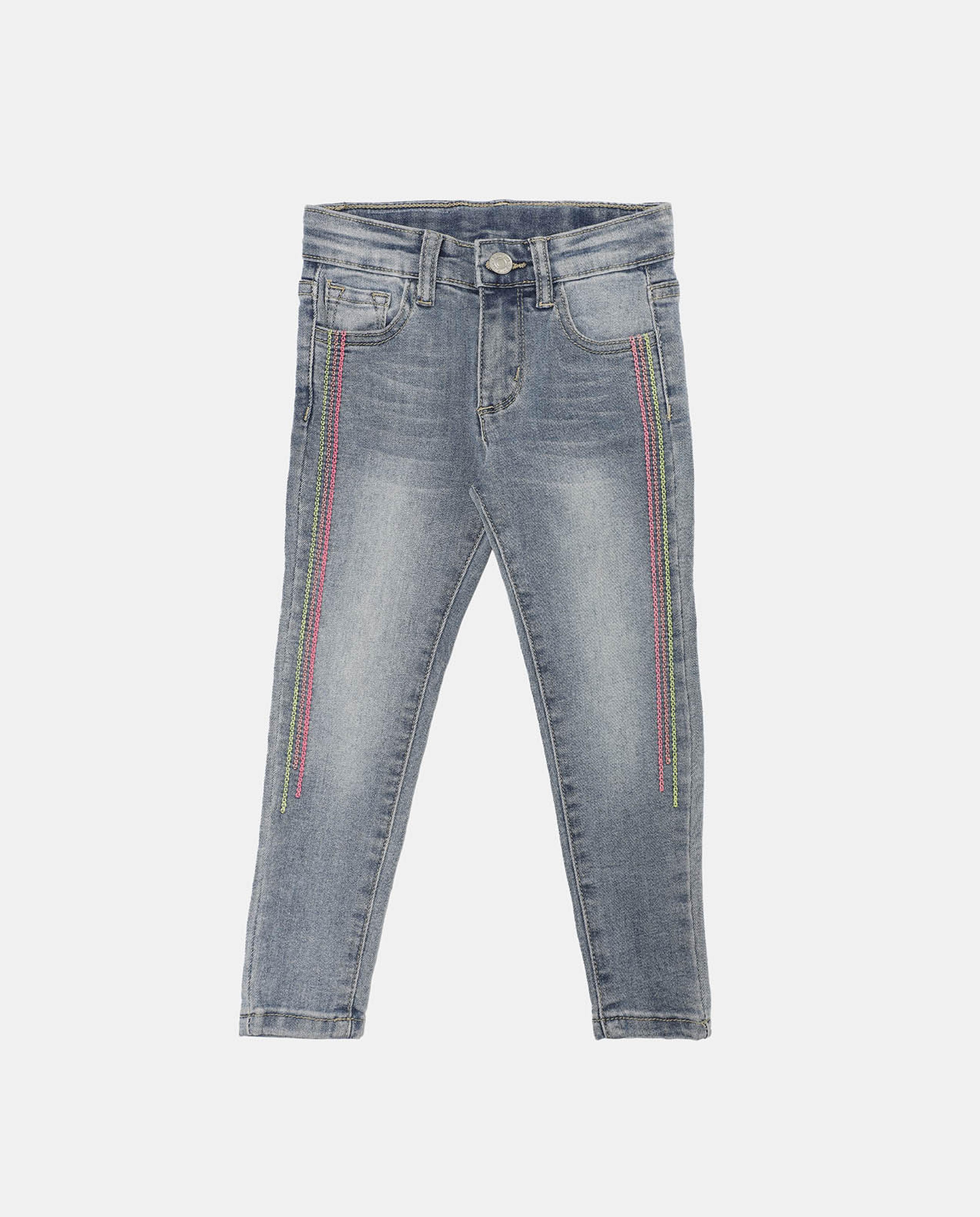 Blue Striped Skinny Jeans