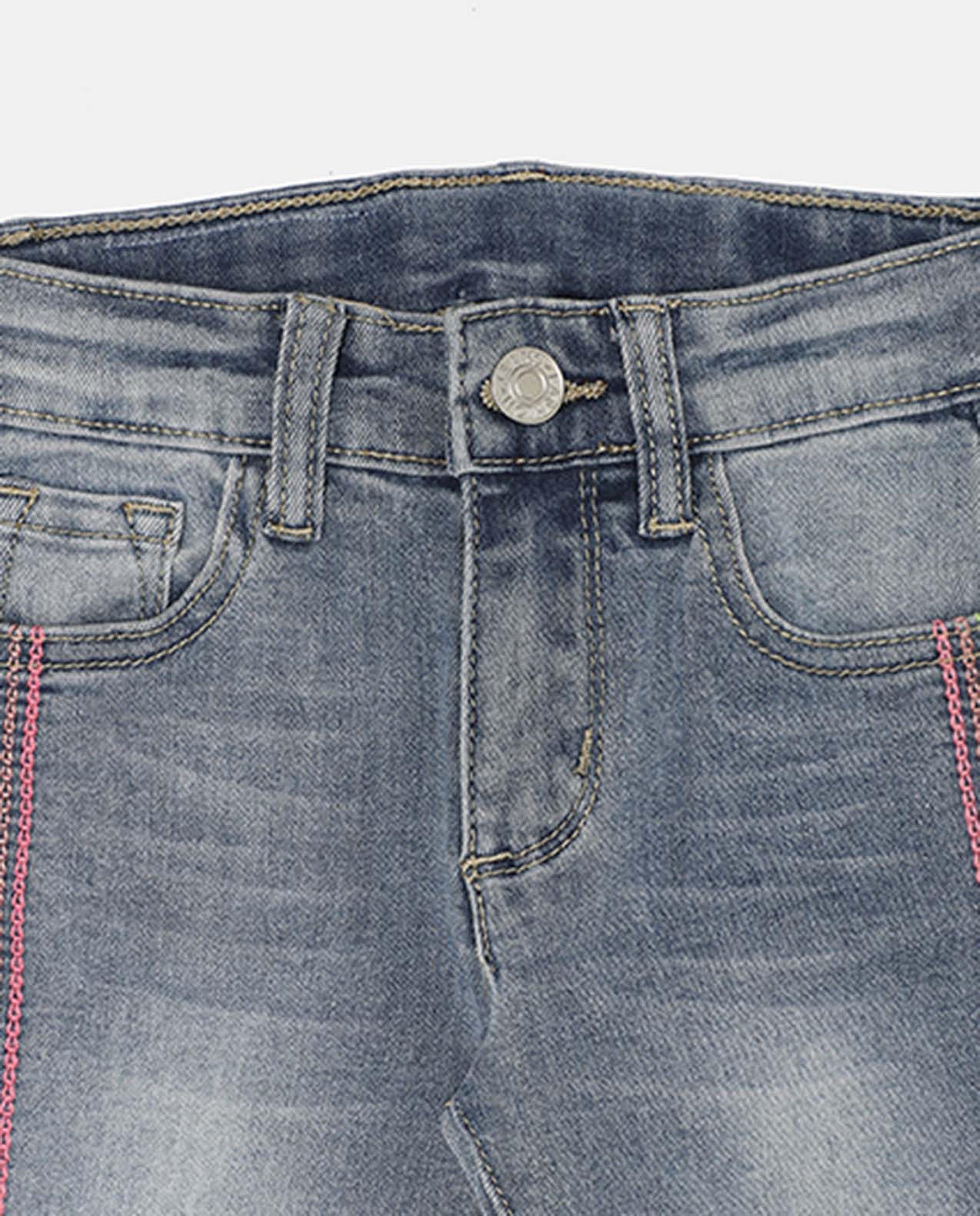 Blue Striped Skinny Jeans