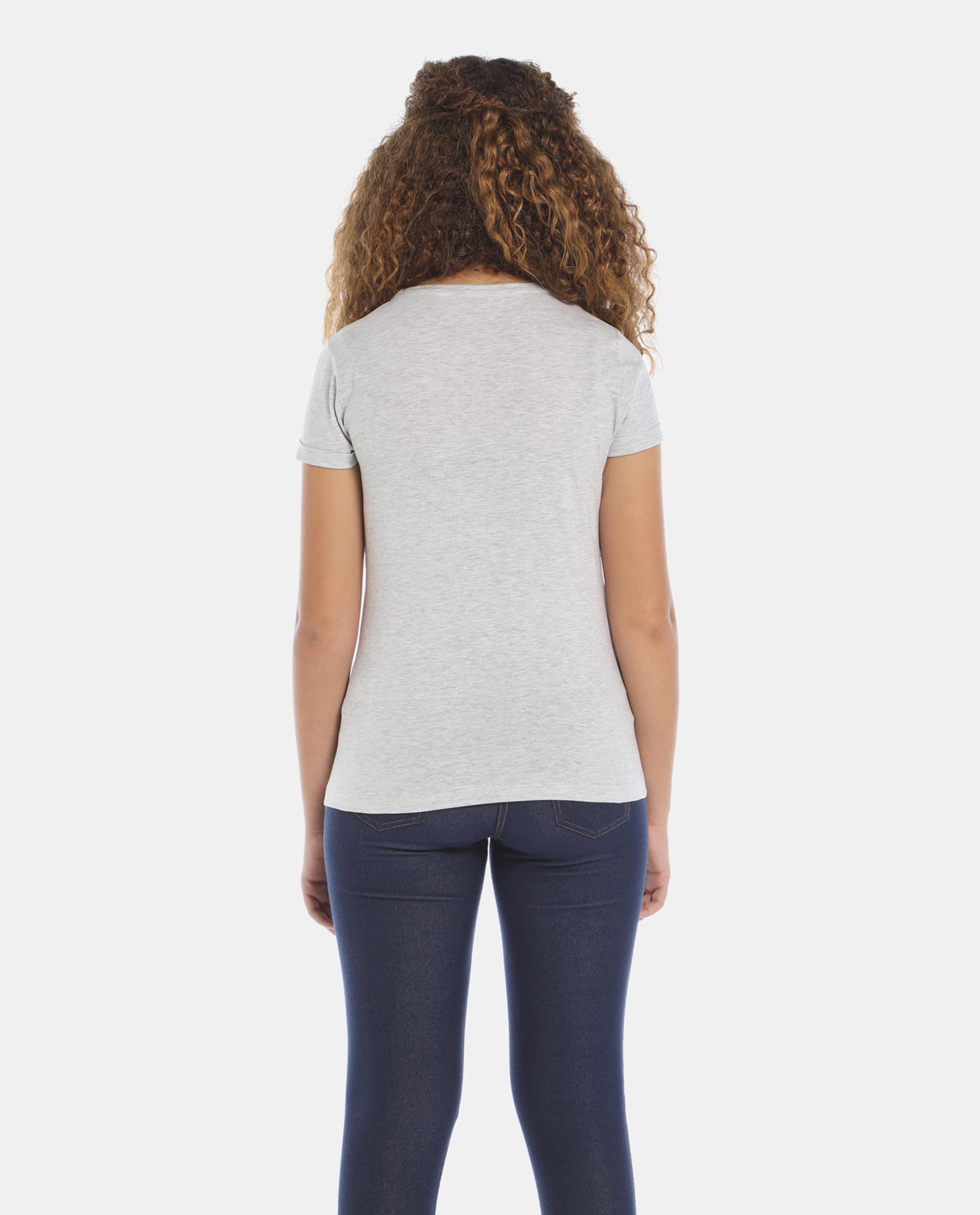 Grey Printed Regular Fit T-Shirt