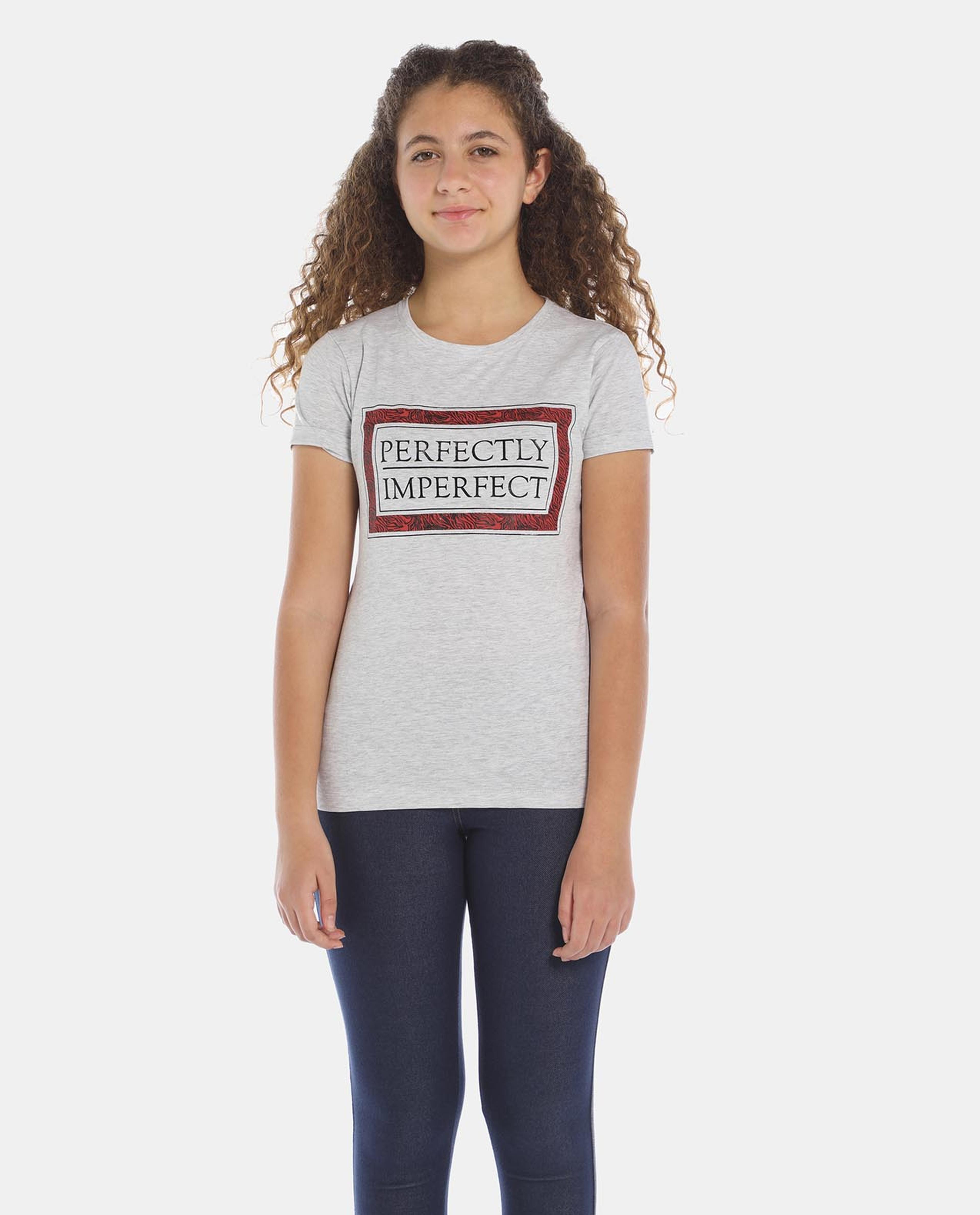 Grey Printed Regular Fit T-Shirt