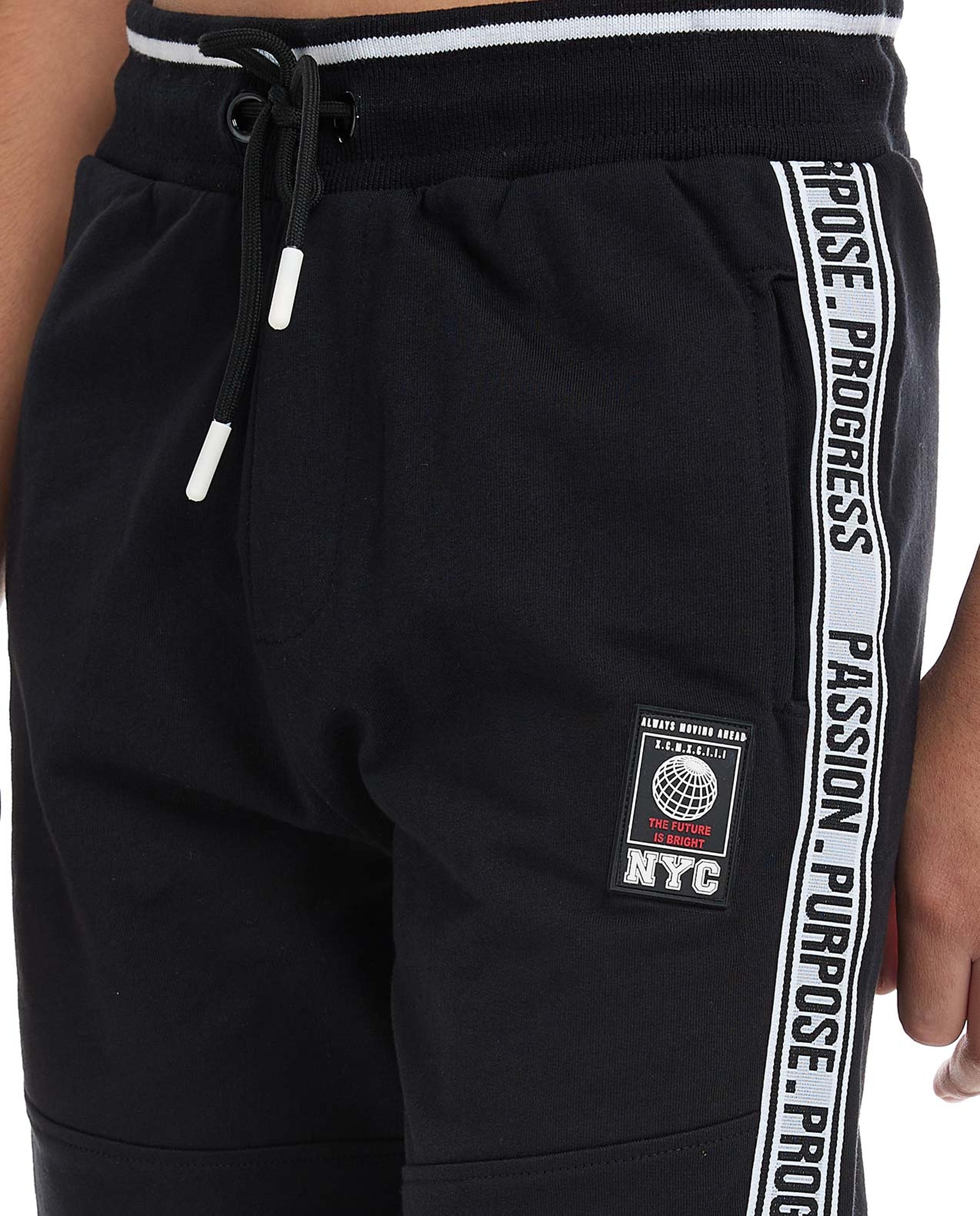 Side Tape Detail Joggers with Drawstring Waist
