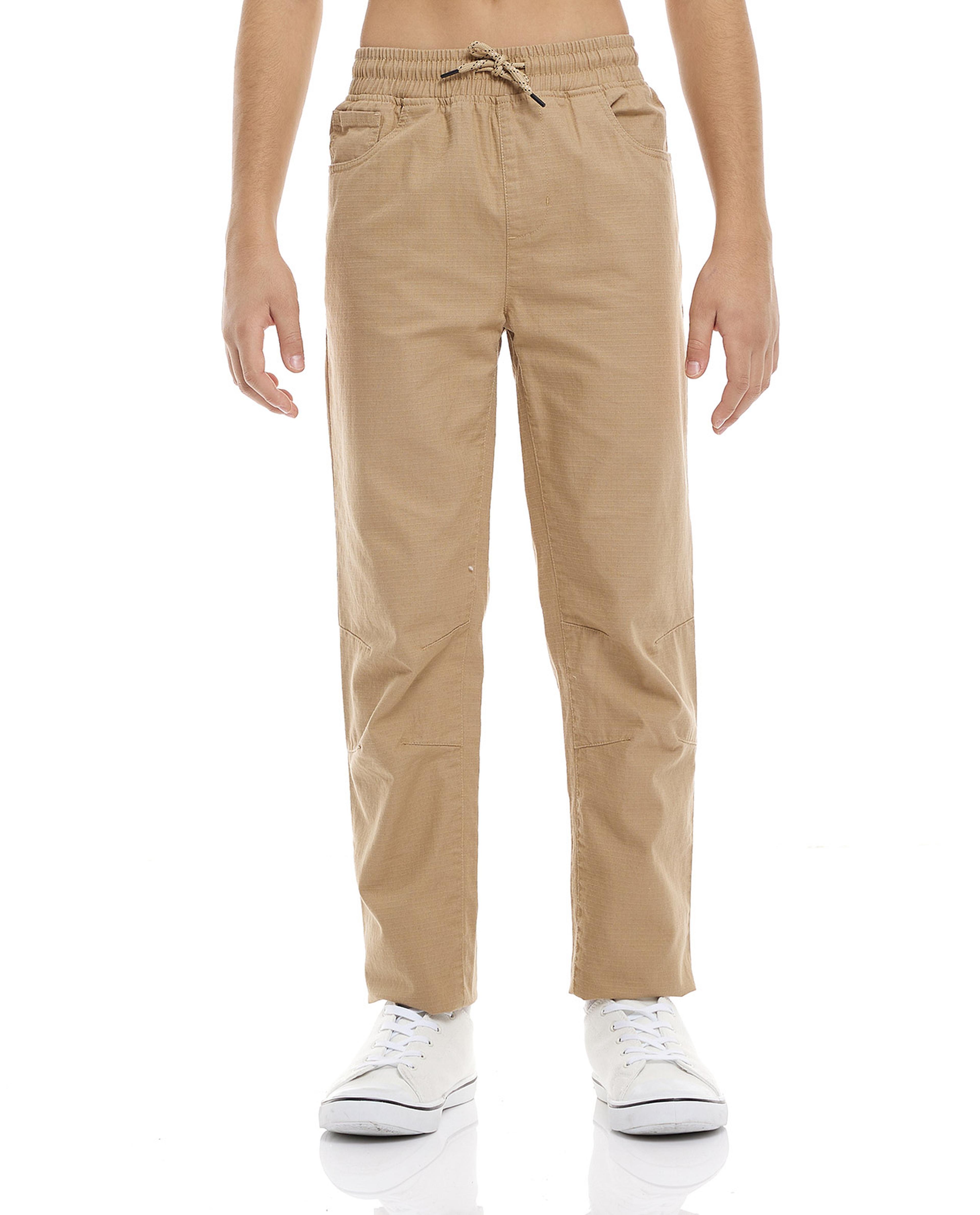 Solid Trousers with Drawstring Waist