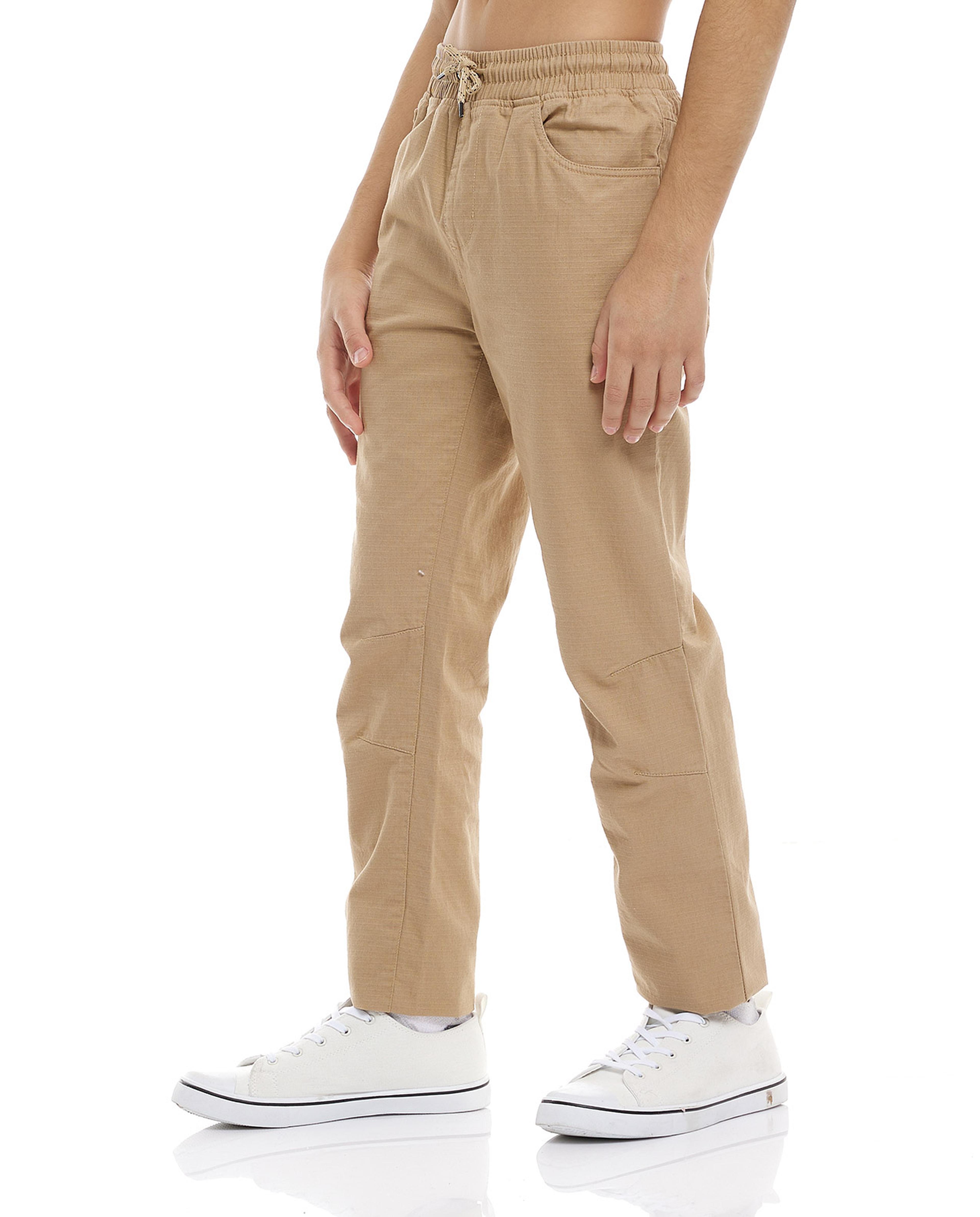 Solid Trousers with Drawstring Waist
