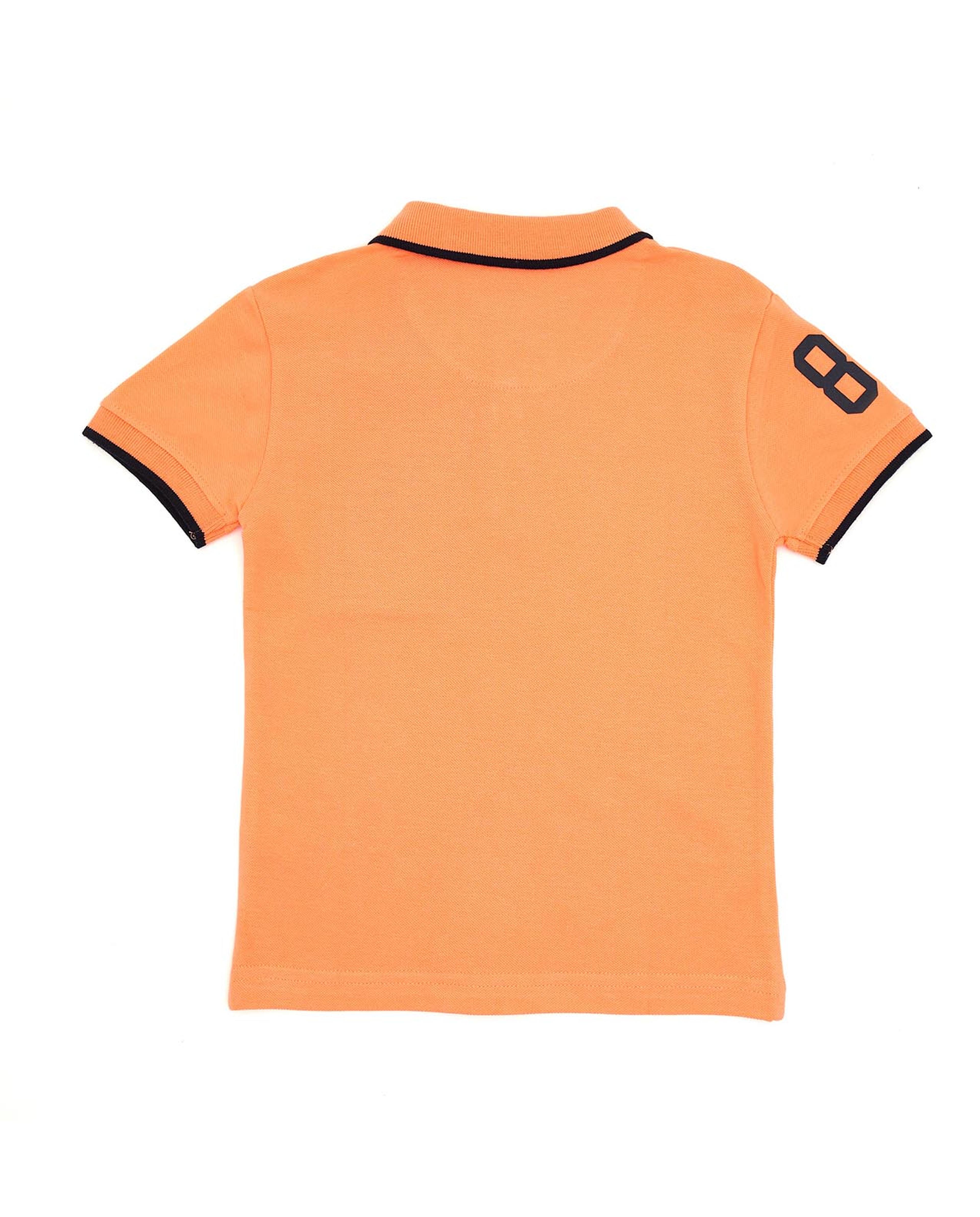 Print Detailed T-Shirt with Polo Collar and Short Sleeves