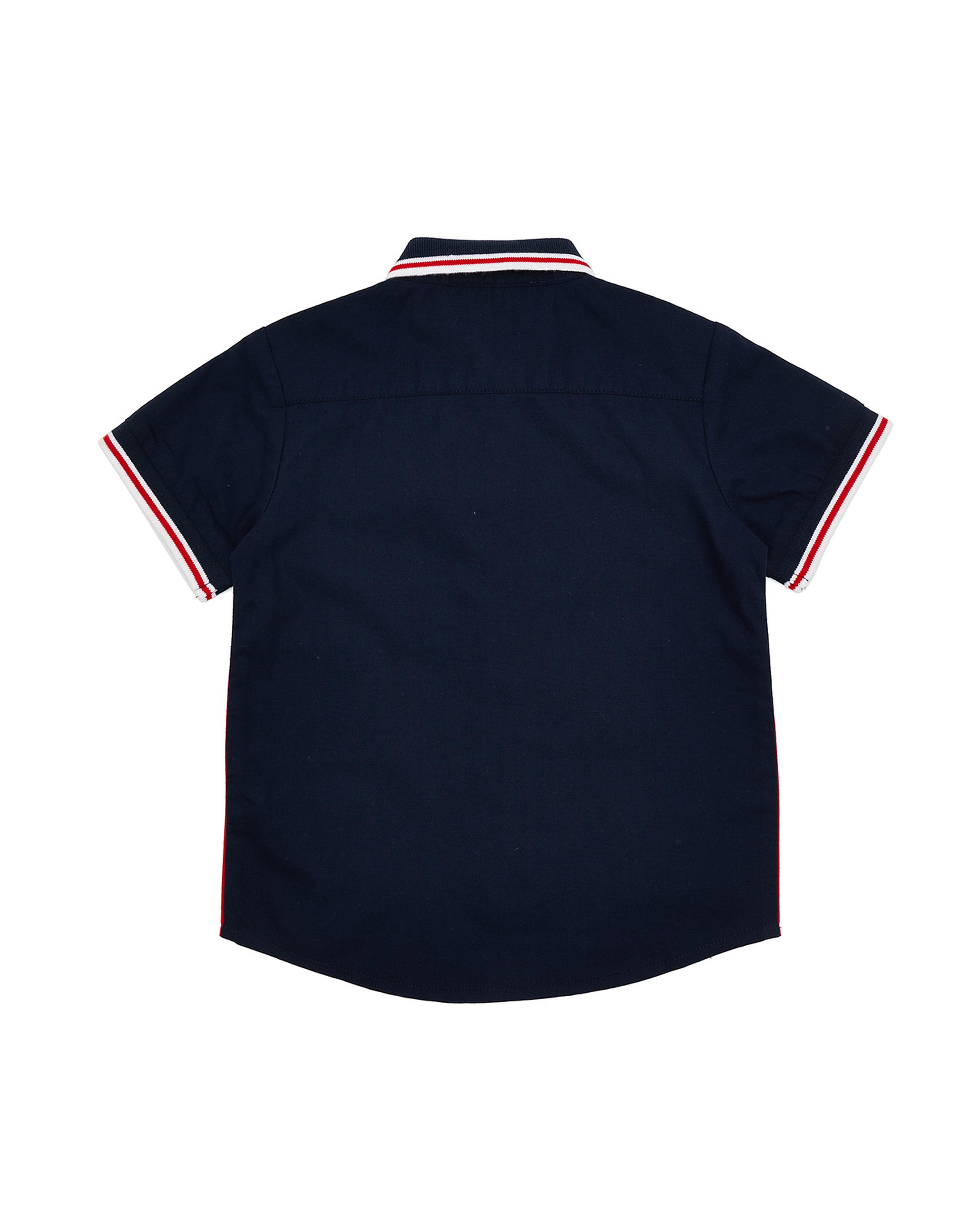 Color Block T-Shirt with Polo Collar and Short Sleeves
