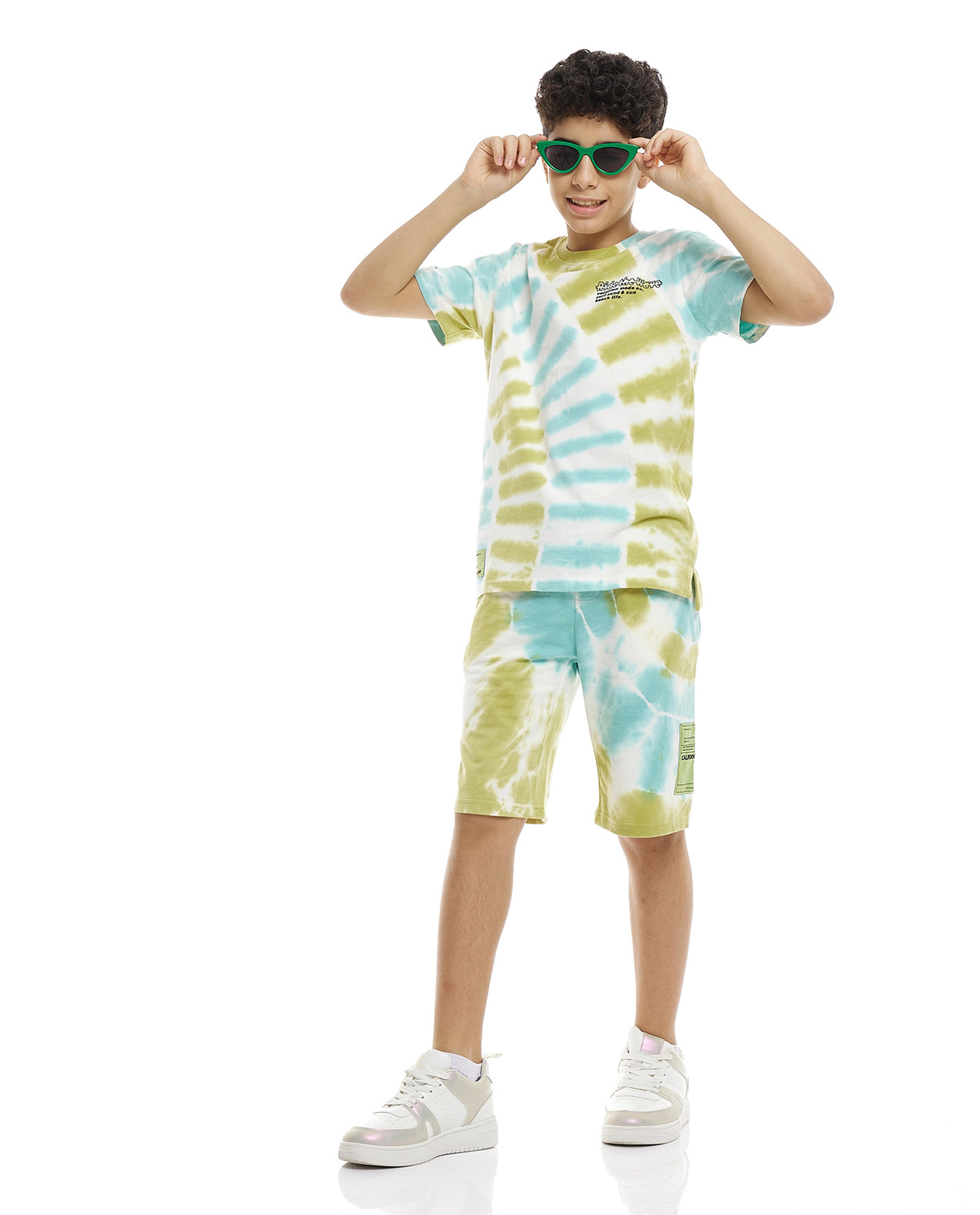 Tie-Dye T-Shirt with Crew Neck and Short Sleeves