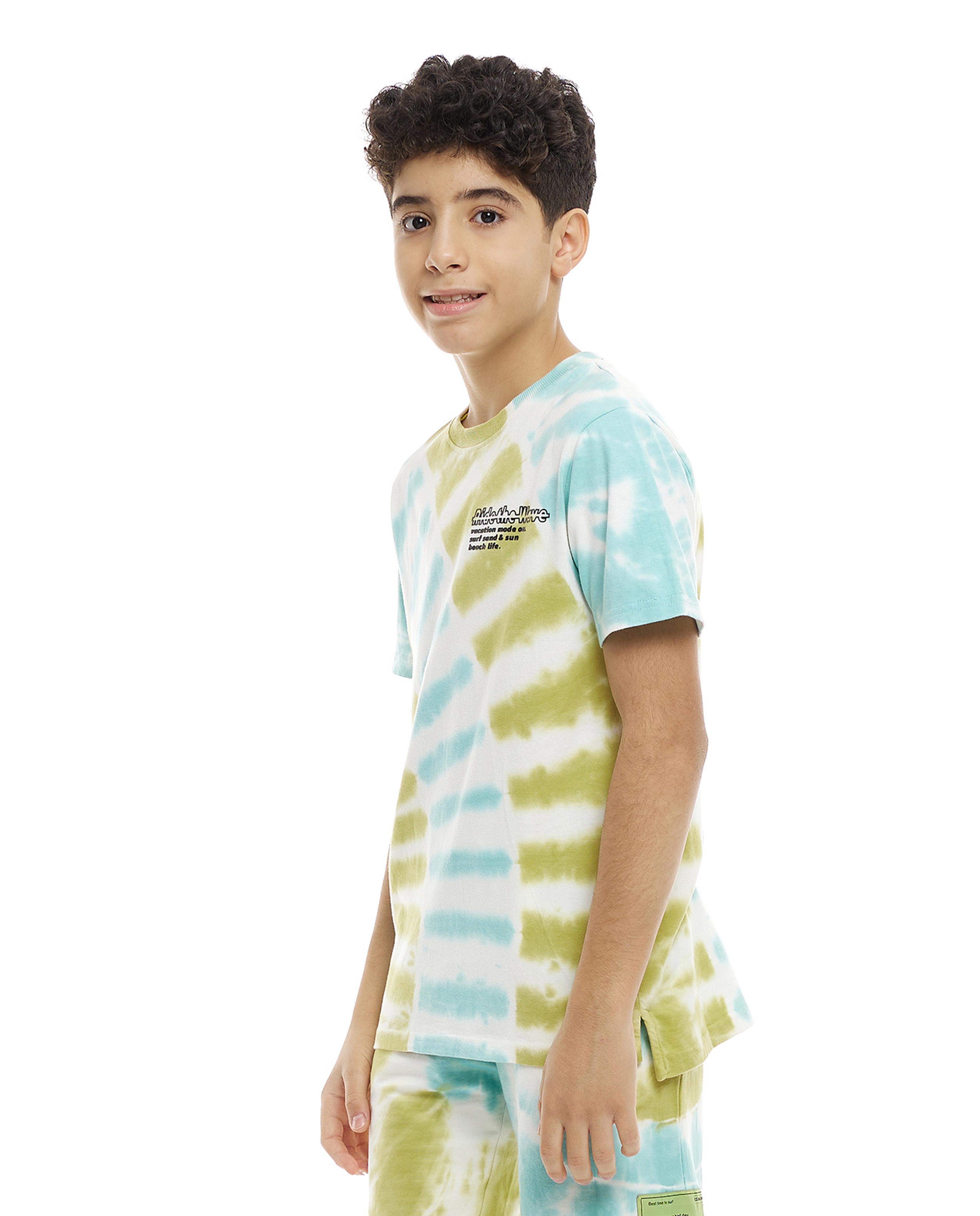 Tie-Dye T-Shirt with Crew Neck and Short Sleeves