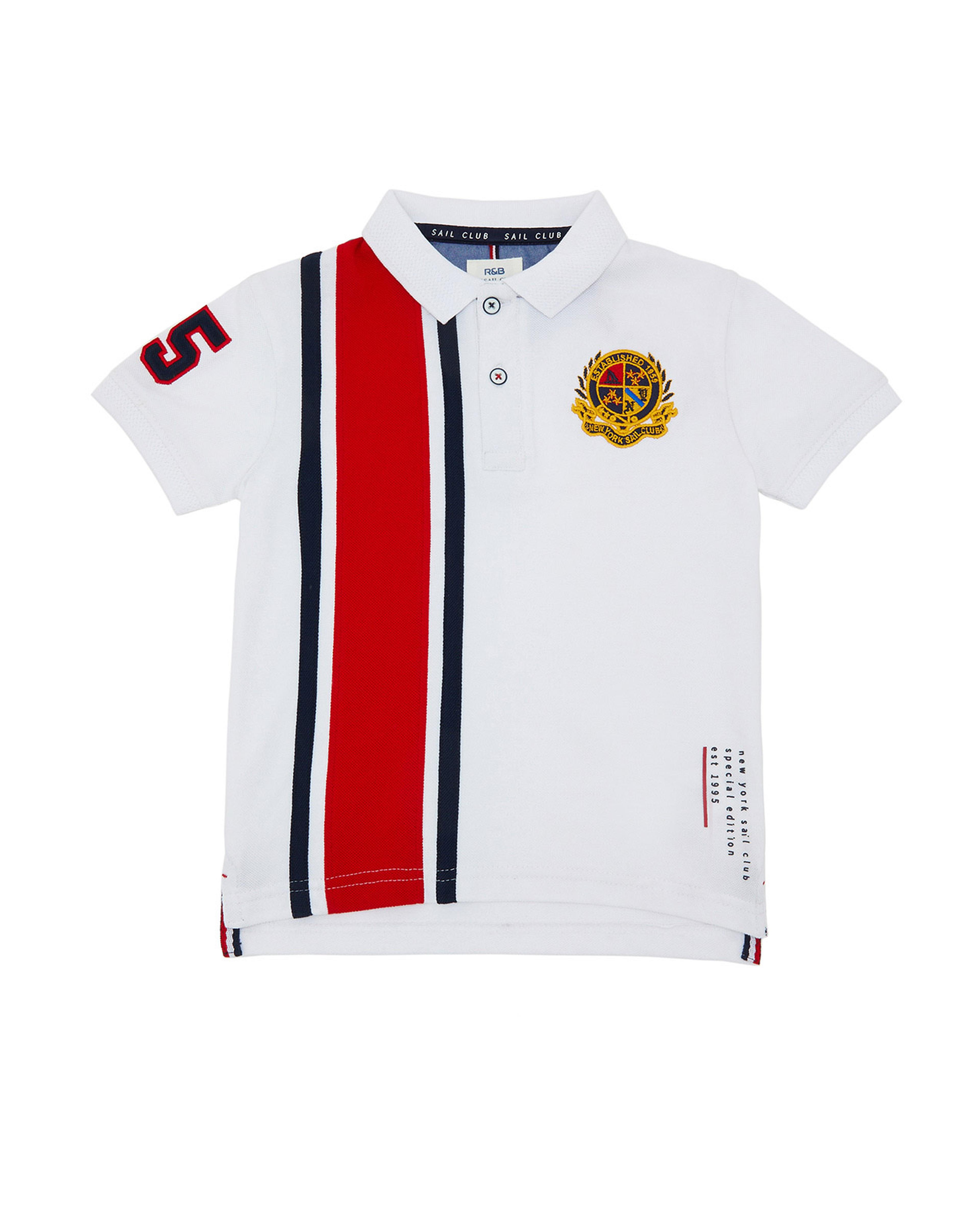 Color Block T-Shirt with Polo Collar and Short Sleeves