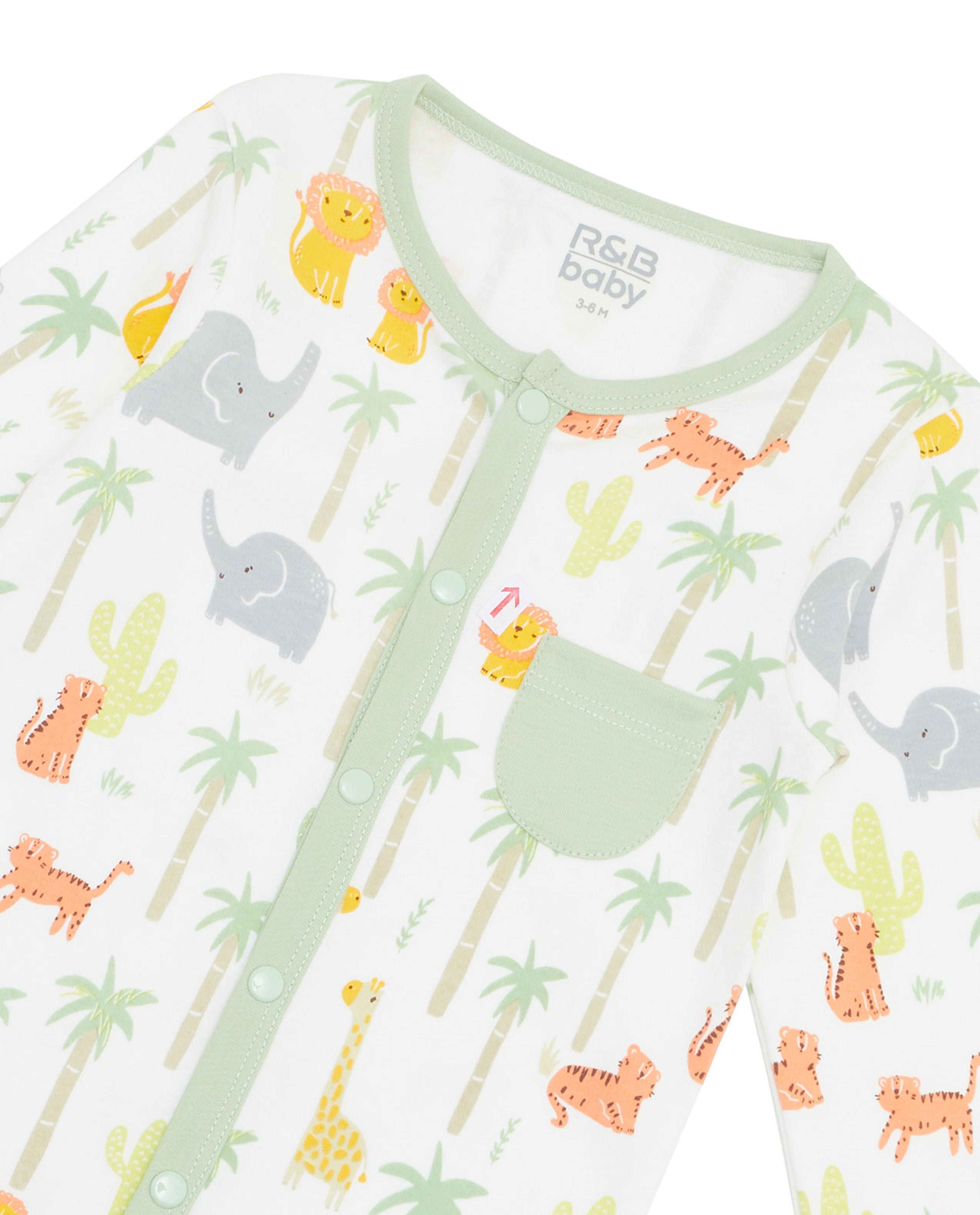 Printed Footed Sleepsuit with Long Sleeves