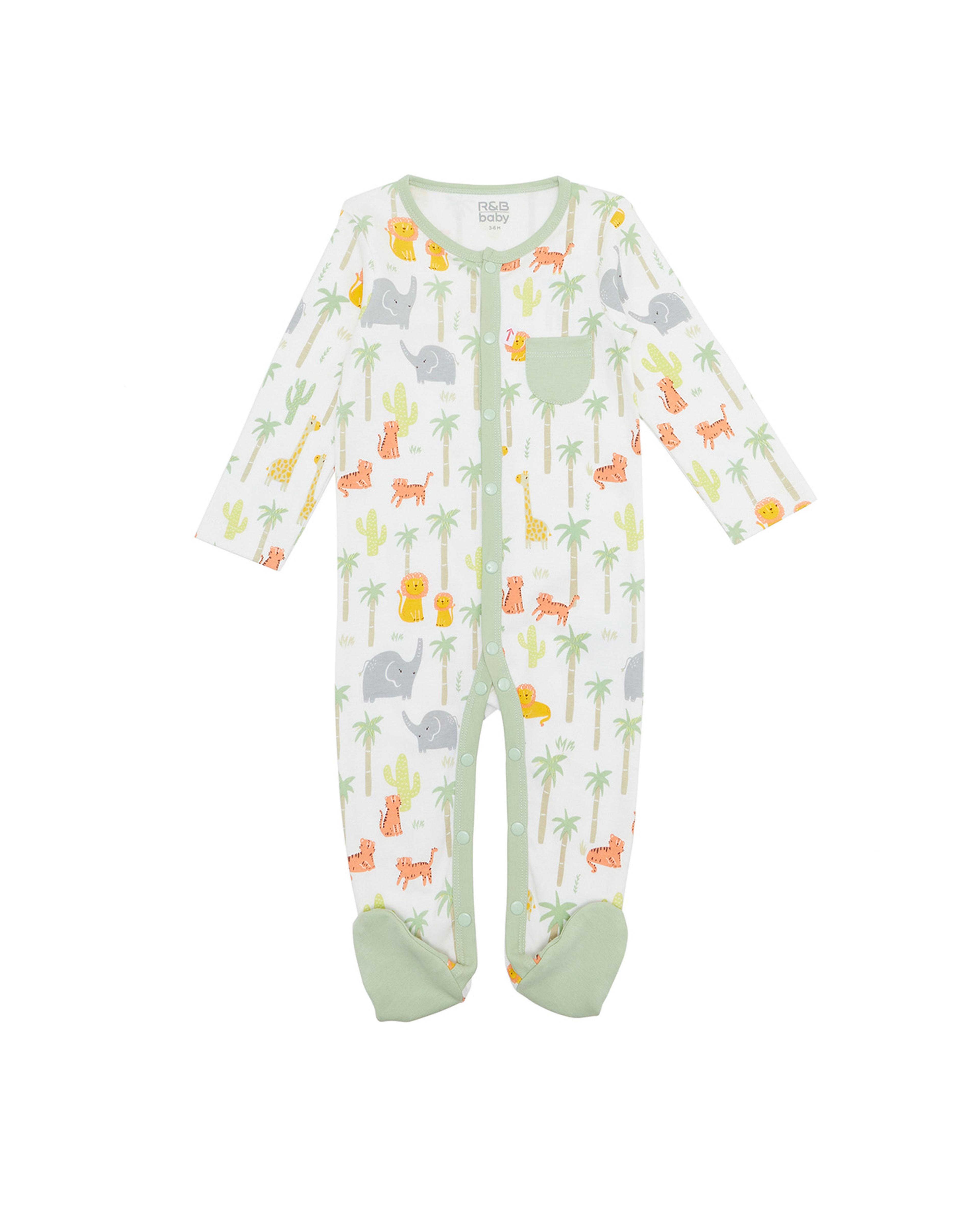 Printed Footed Sleepsuit with Long Sleeves