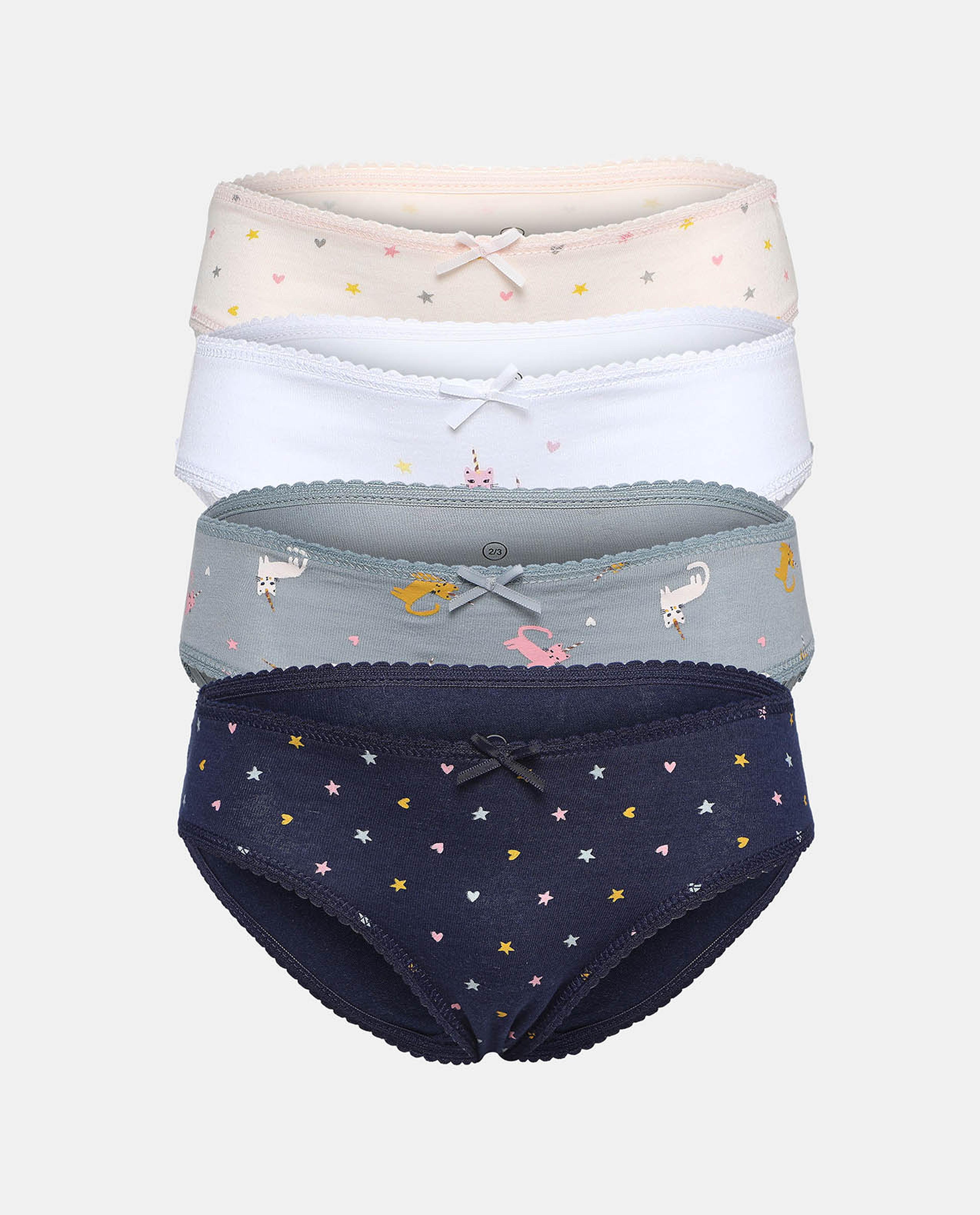Pack of 4 Printed Briefs with Bow