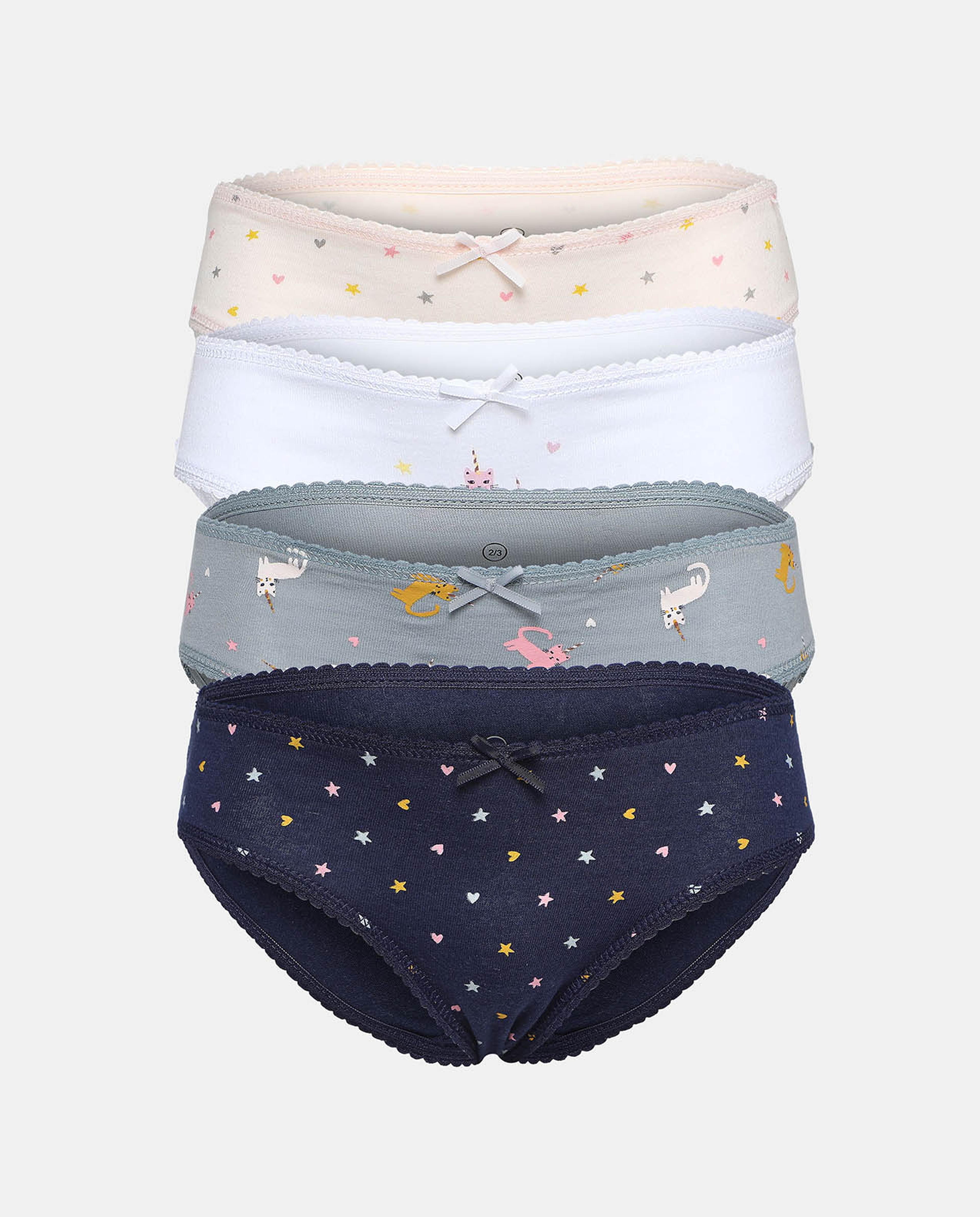 Pack of 4 Printed Briefs with Bow