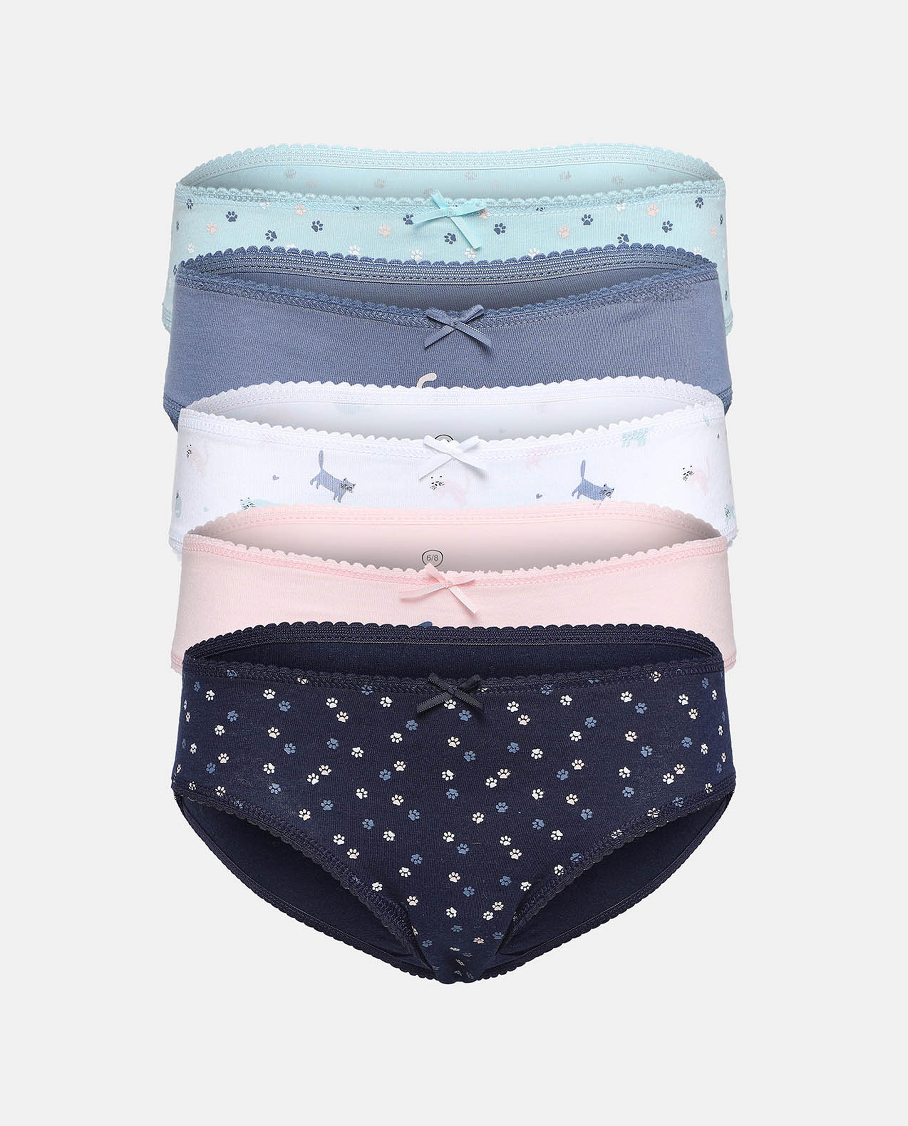Pack of 5 Printed Briefs with Bow